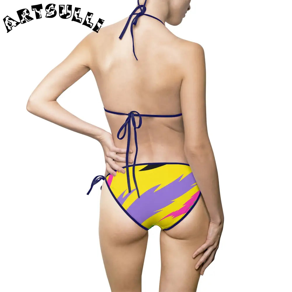 JAKKOUTTHEBXX Illustration Printed Bikini Swimsuit in Muted Pastel Colors 2025