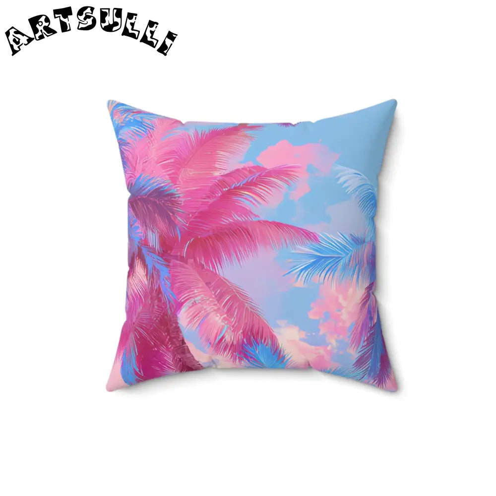 JAKKOUTTHEBXX Ethereal Pastel Palms Spun Polyester Square Pillow