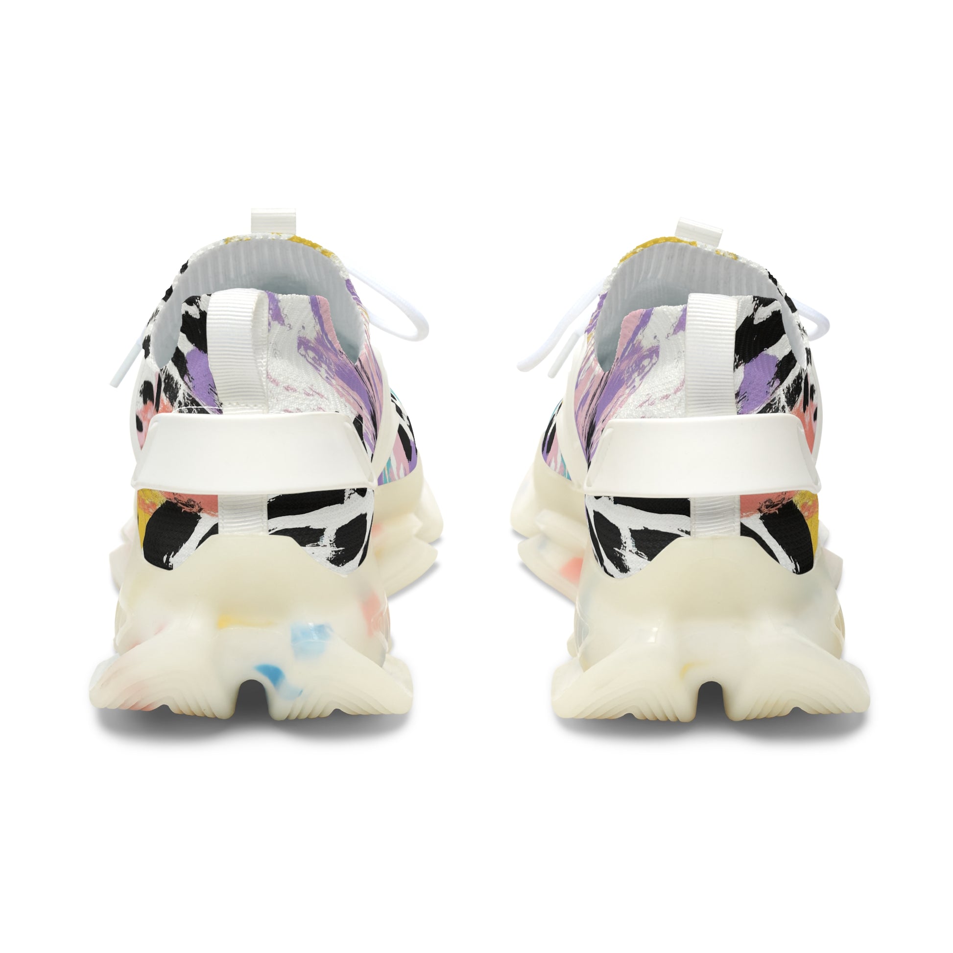 Wild Zebra Stripes x Paint Brush Strokes Multi-Color Women's Mesh Sneakers, Artsulli - Art is Long, Life is Short, Shoes, , , , , , , 