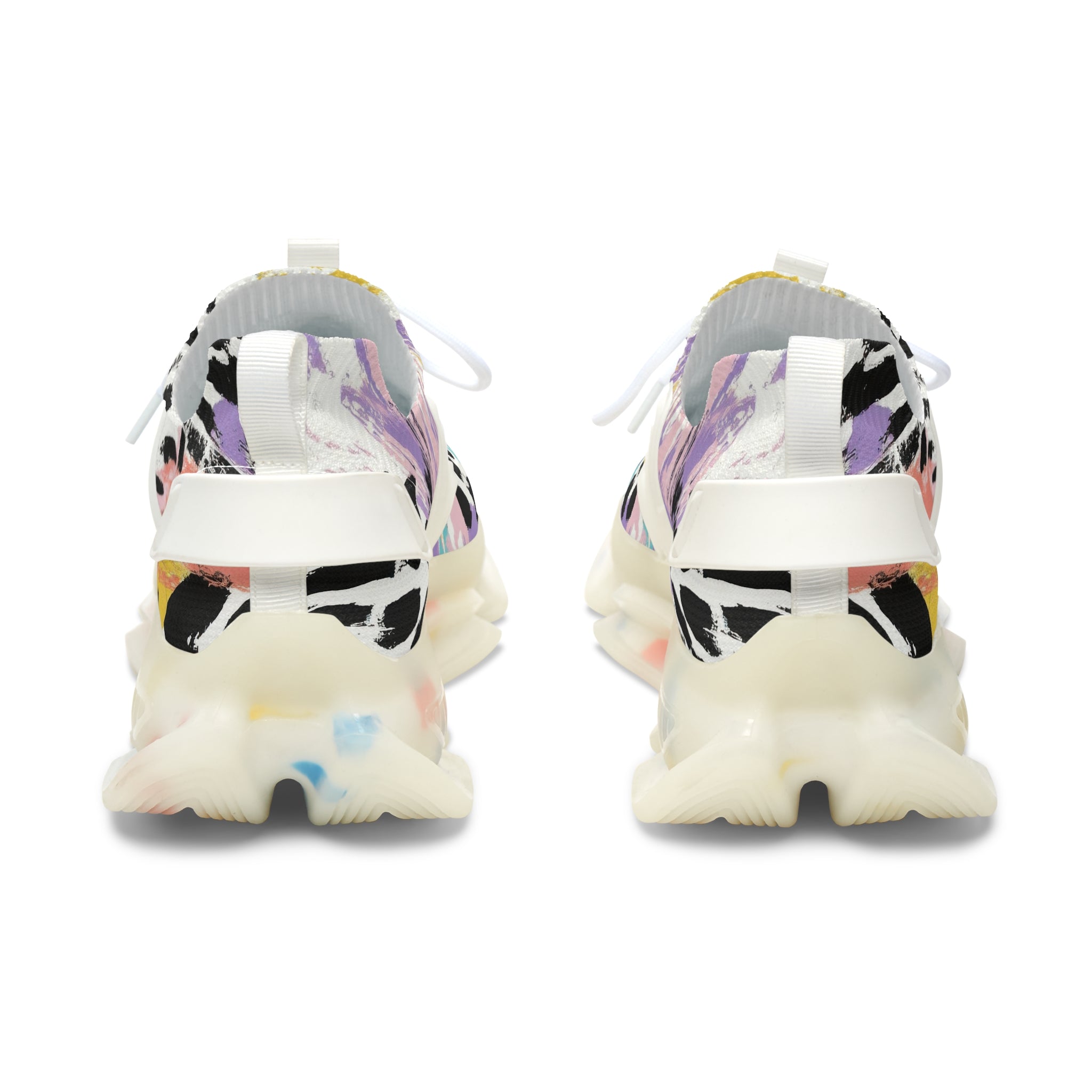 Wild Zebra Stripes x Paint Brush Strokes Multi-Color Women's Mesh Sneakers, Artsulli - Art is Long, Life is Short, Shoes, , , , , , , 
