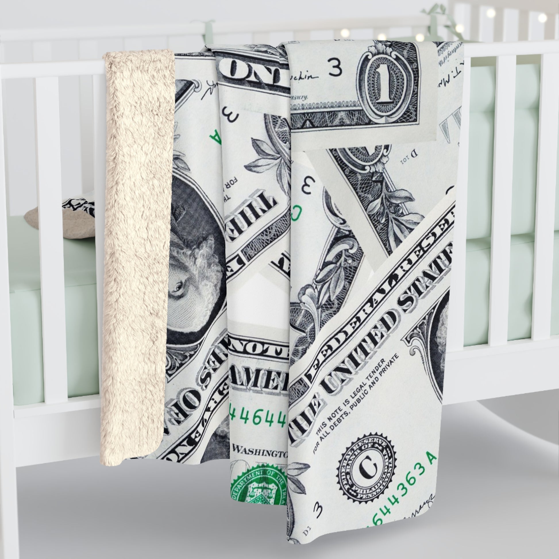Money Collage Sherpa Fleece Blanket, Artsulli - Art is Long, Life is Short, Home Decor, , , , , , , 