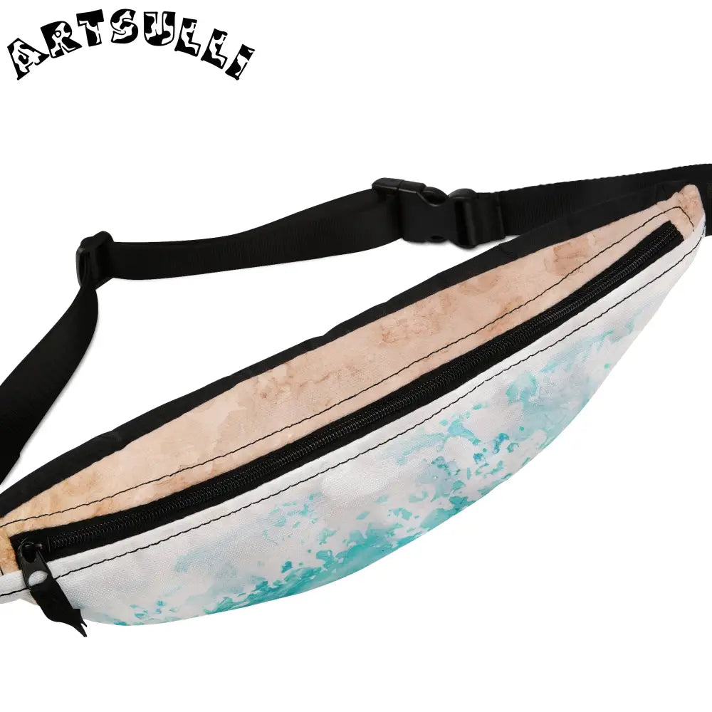 JAKKOUTTHEBXX Teal Wave Art Printed Fanny Pack JAKKOUTTHEBXX