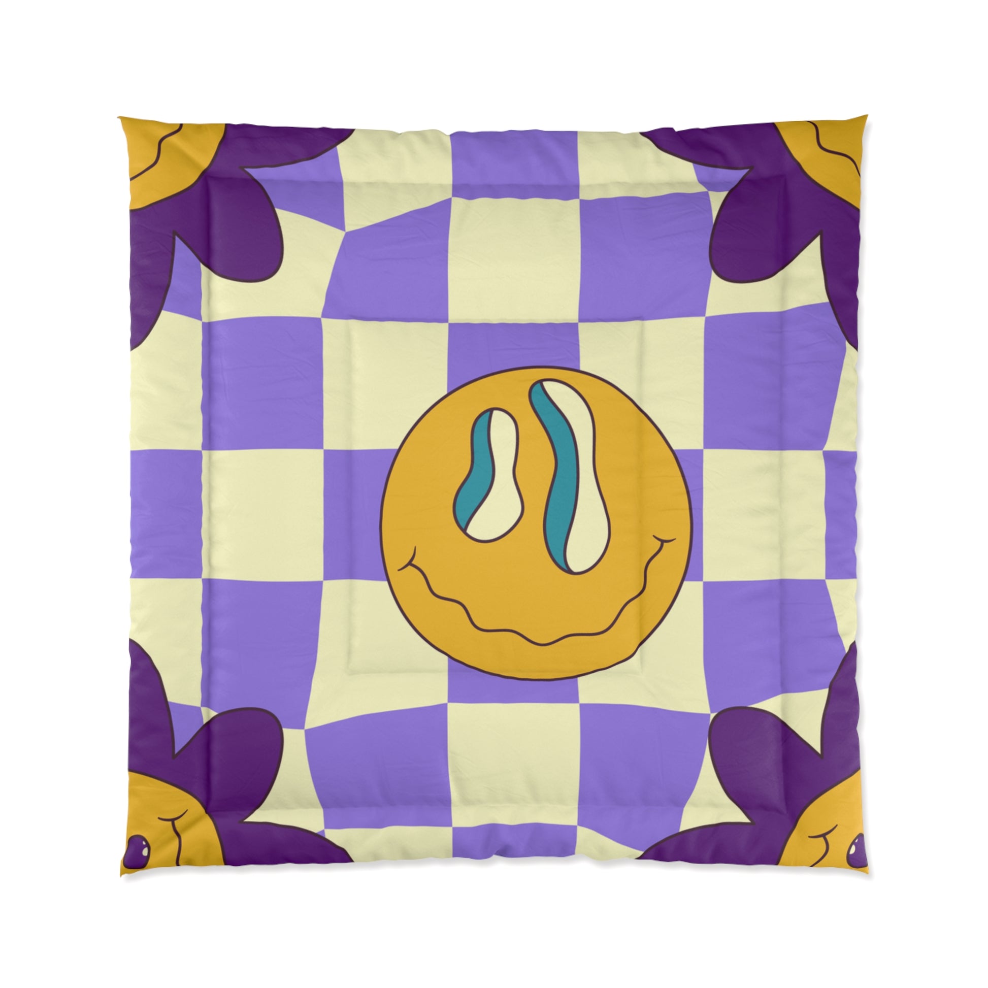 Trippy Flower Power Motifs Comforter, Artsulli - Art is Long, Life is Short, Home Decor, Size, 88" × 88", , , , , 13580146819470