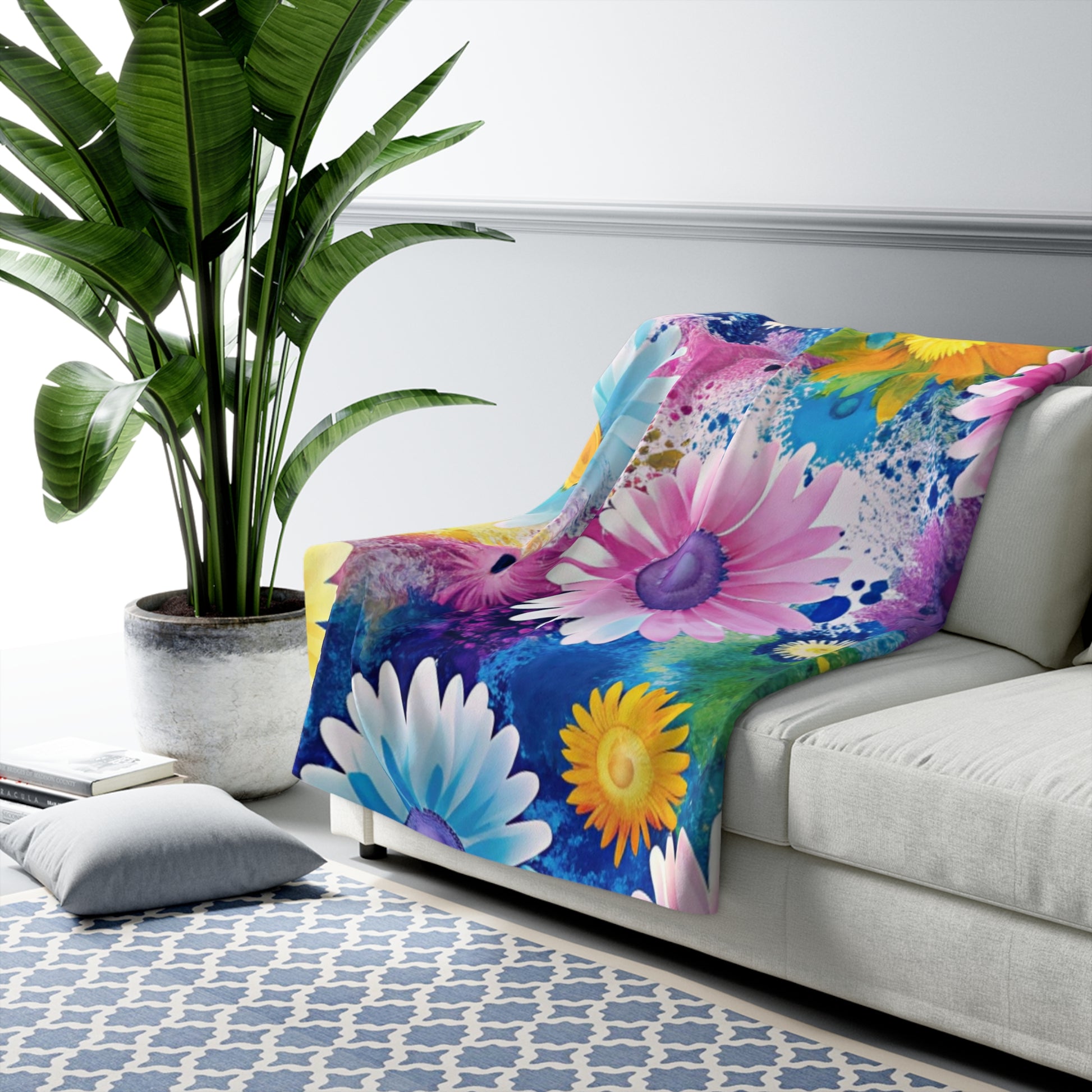 Magical Flower Explosion Multi-Color Sherpa Fleece Blanket, Artsulli - Art is Long, Life is Short, Home Decor, , , , , , , 
