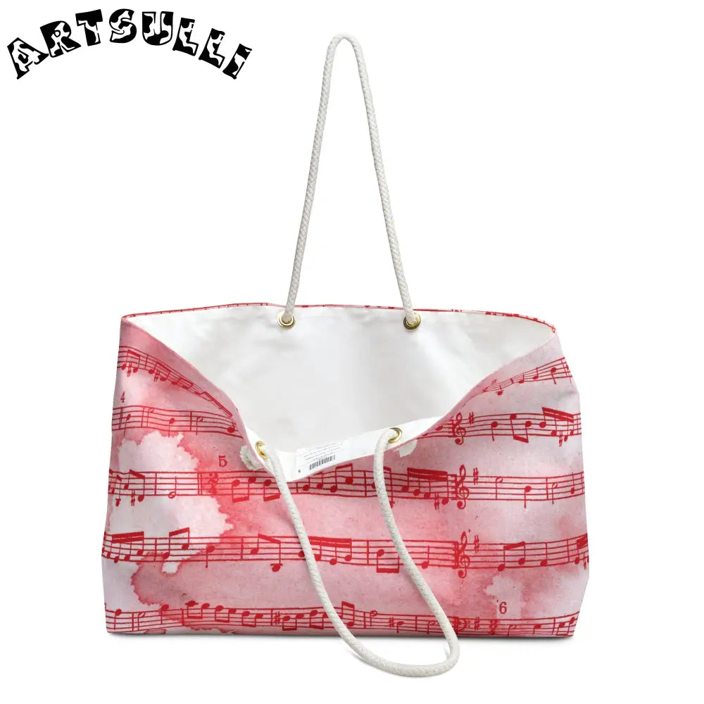 JAKKOUTTHEBXX Pink Watercolor Sheet Music Tote Bag 2025