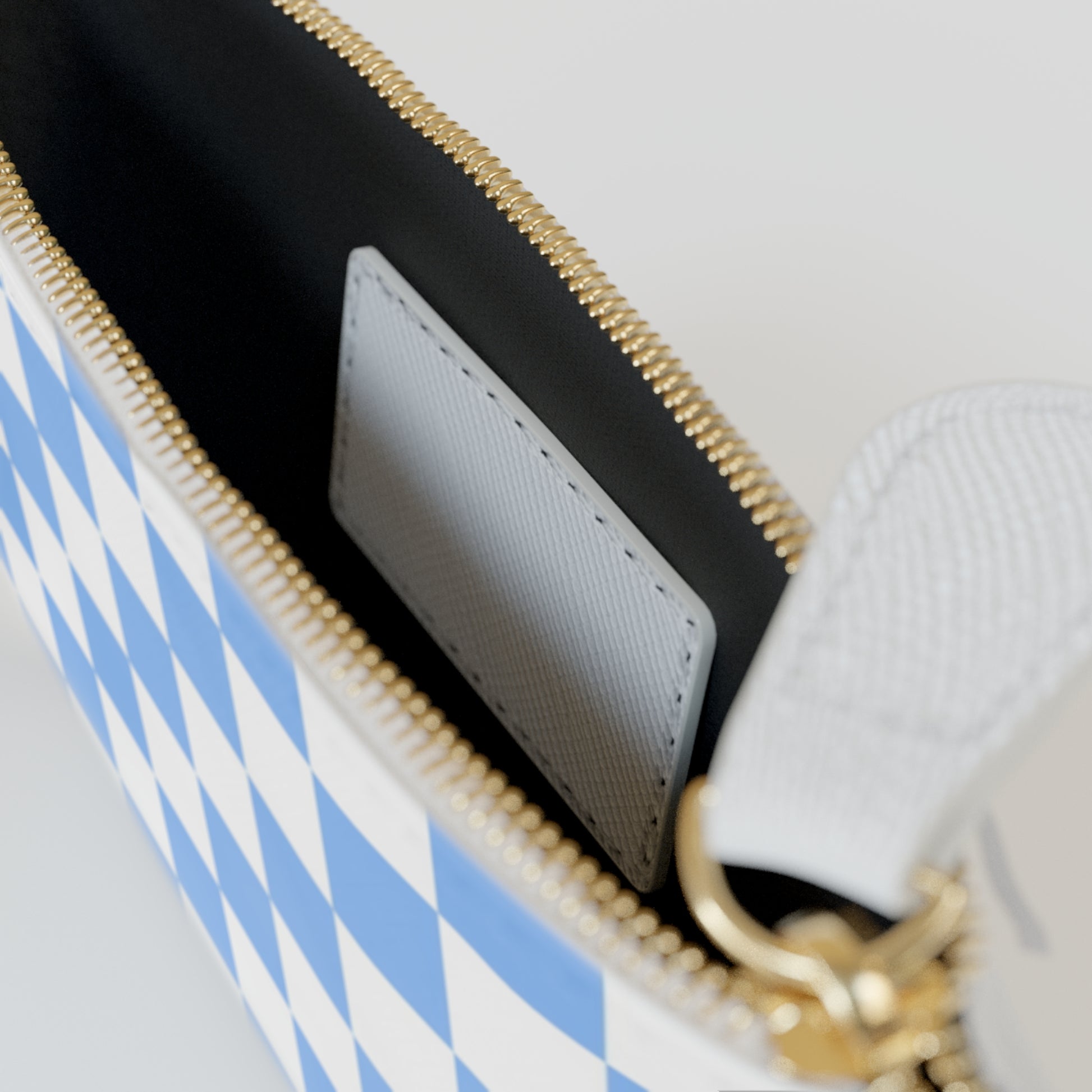Checkerboard White and Light Blue Mini Clutch Bag, Artsulli - Art is Long, Life is Short, Bags, , , , , , , 