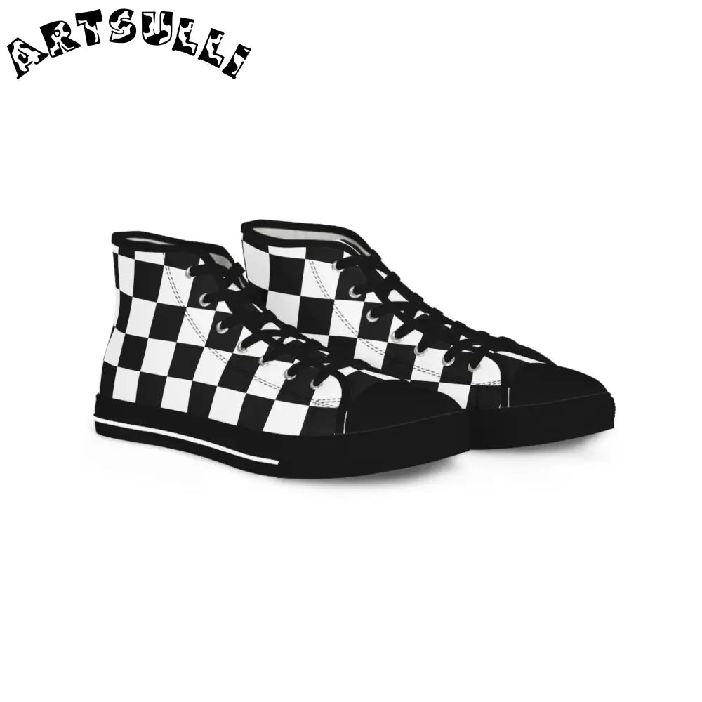 JAKKOUTTHEBXX Checkerboard Black and White Men’s High Top Sneakers
