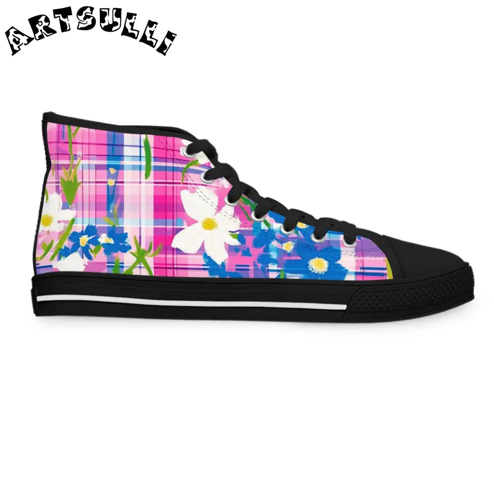 JAKKOUTTHEBXX Plaid Garden III Pink and Purple Women’s High Top