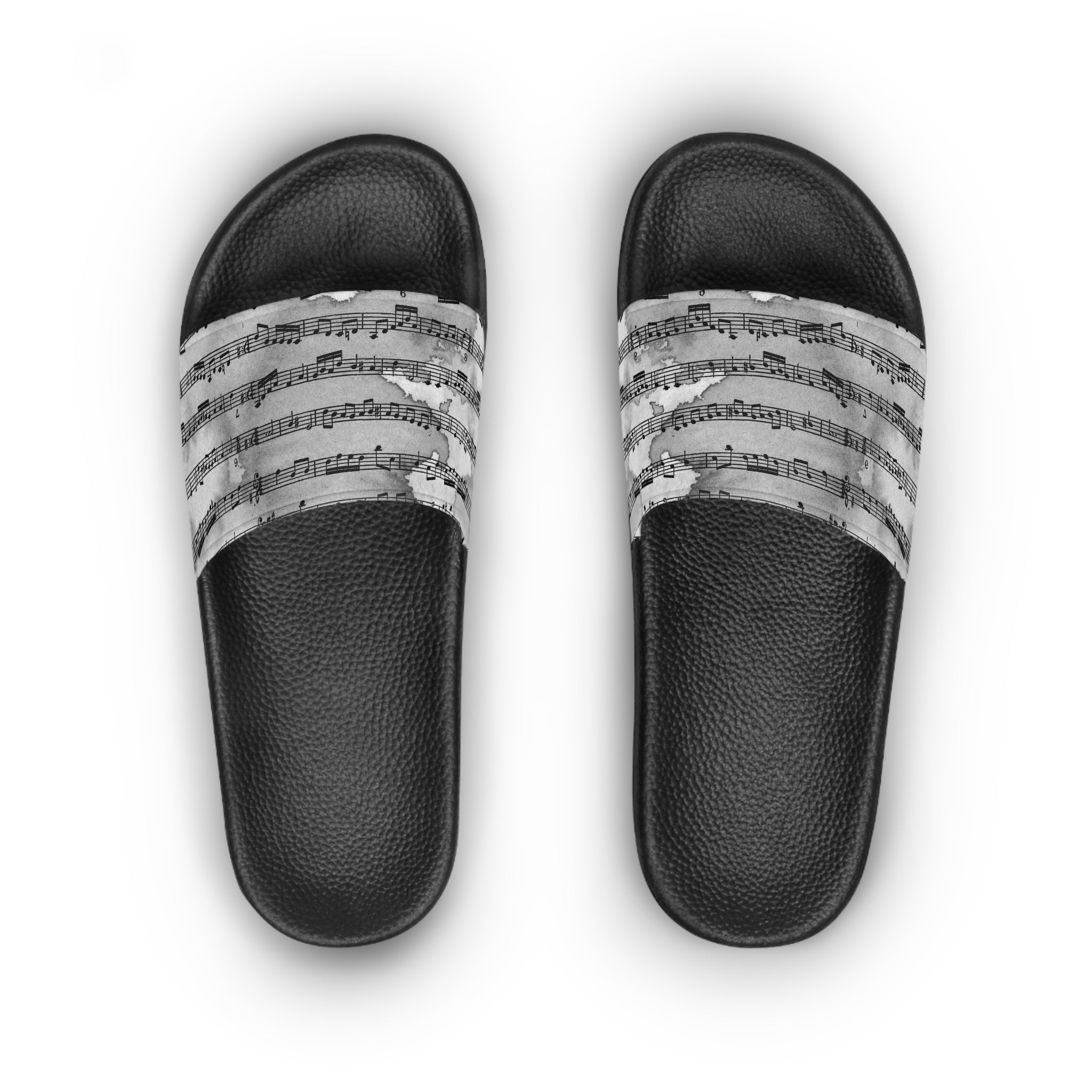 Drip Spill Type Beat Sheet Music Black Women's Slide Sandals, Artsulli - Art is Long, Life is Short, Shoes, , , , , , , 
