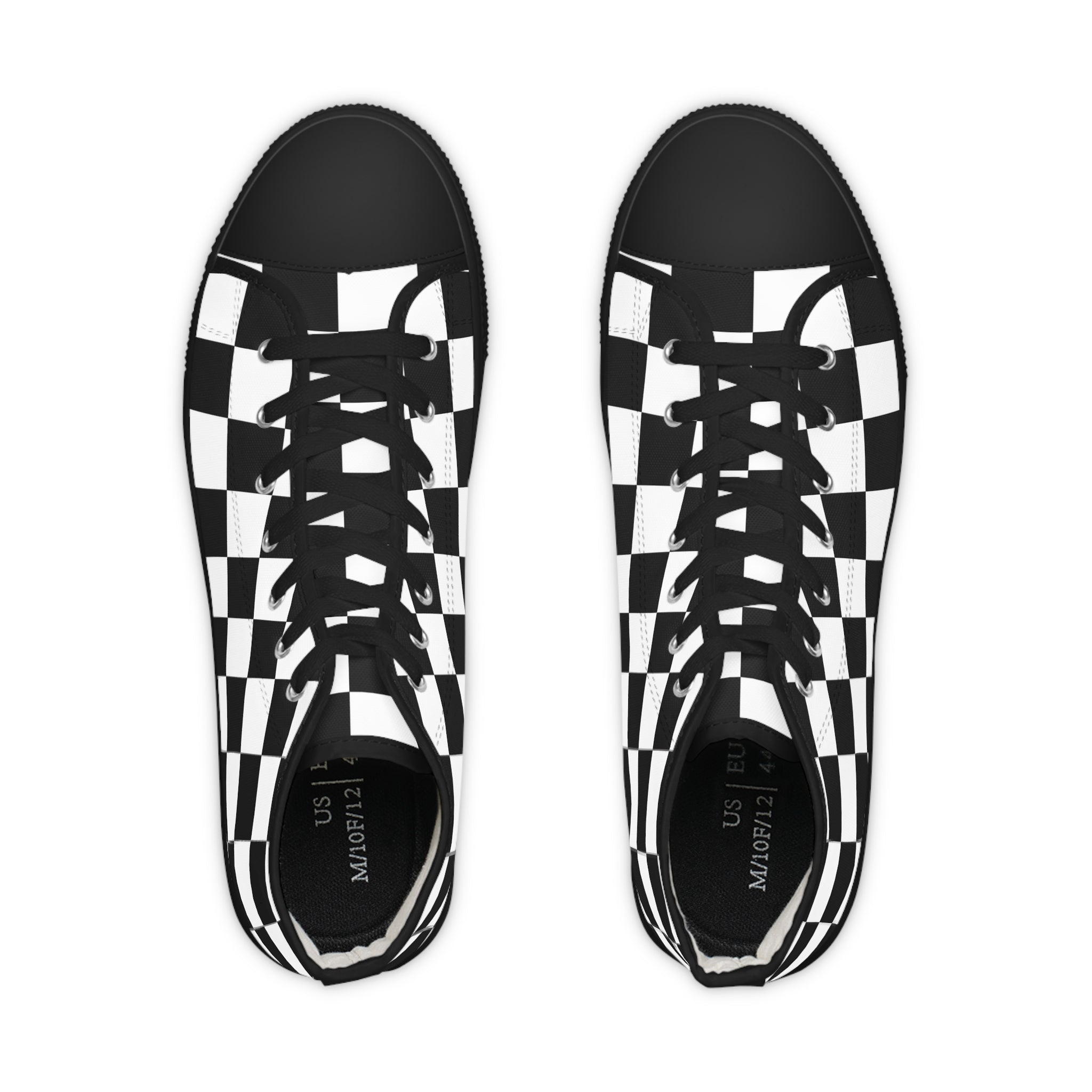 Checkerboard Black and White Men's High Top Sneakers, Artsulli - Art is Long, Life is Short, Shoes, , , , , , , 