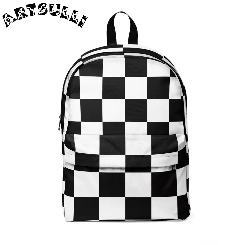 JAKKOUTTHEBXX Checkerboard Black and White Unisex Classic Backpack