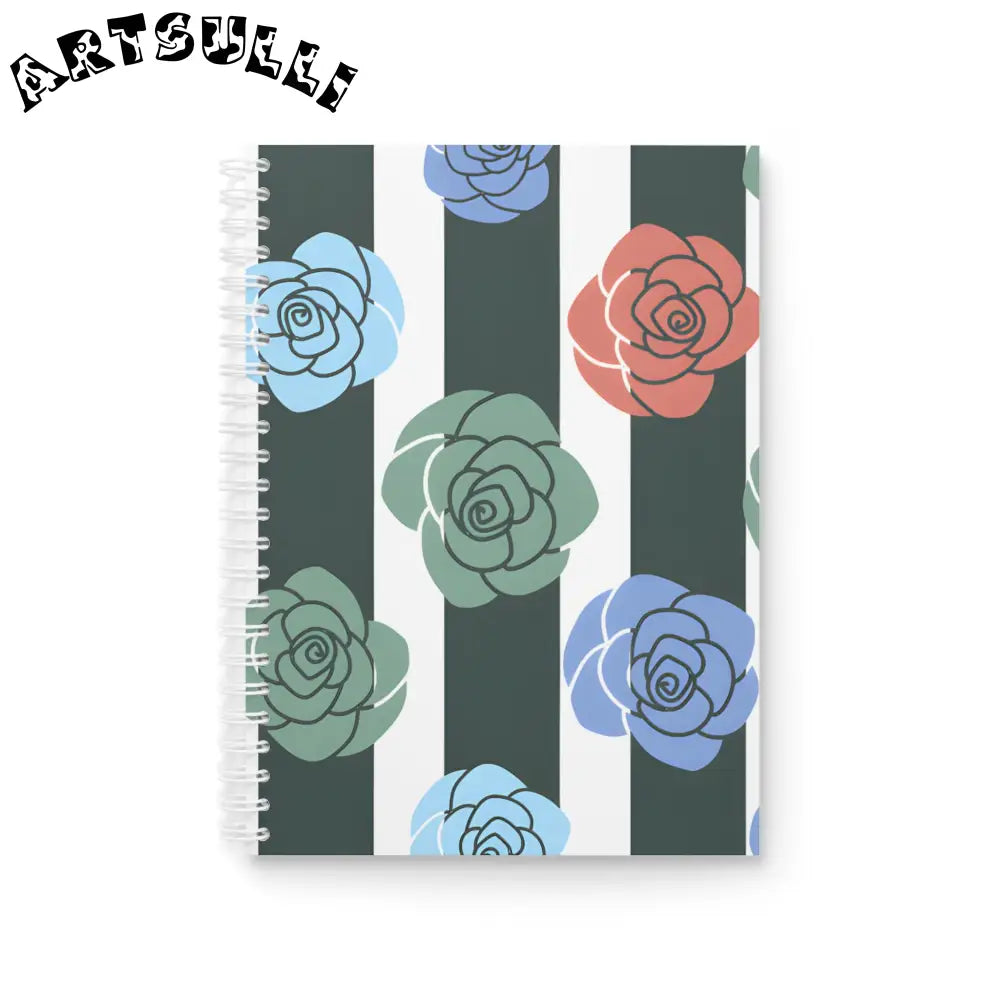 JAKKOUTTHEBXX Stripes x Roses Black and White Spiral Notebook