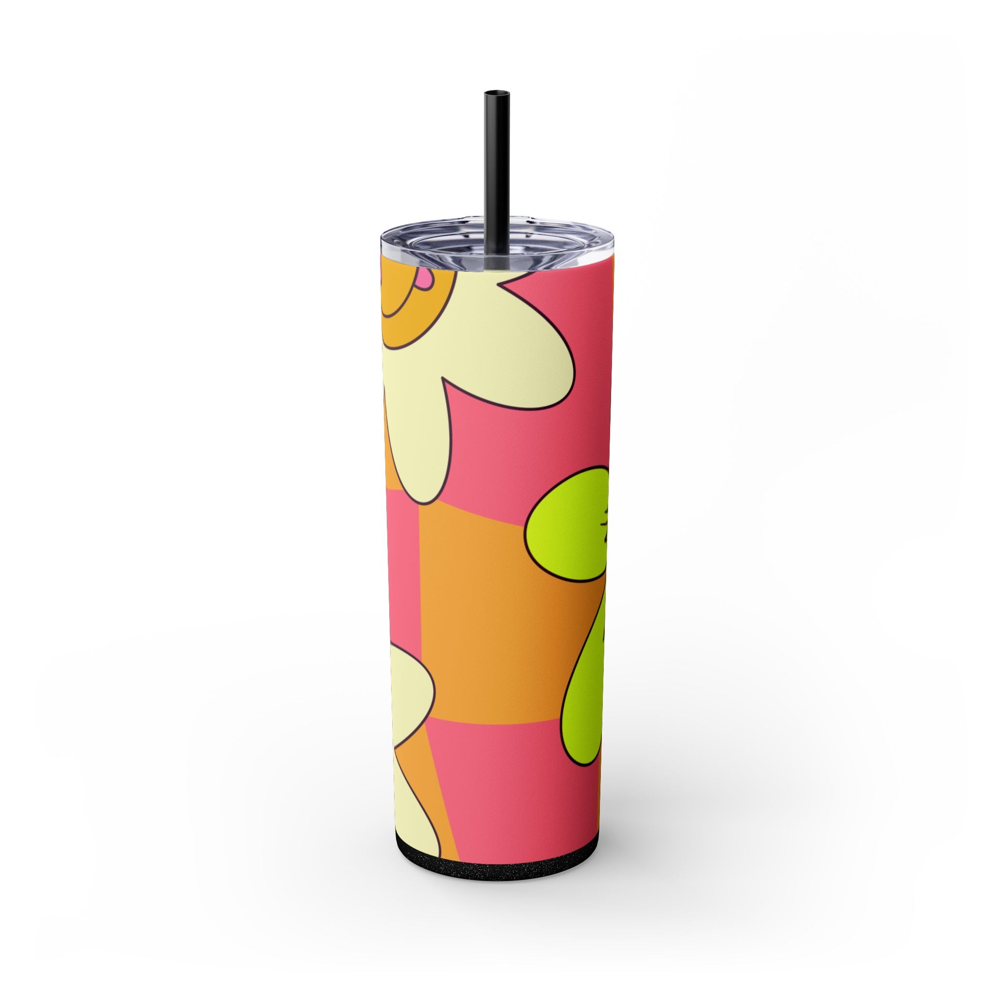 Trippy Sour Face Rave Skinny Tumbler with Straw, 20oz, Artsulli - Art is Long, Life is Short, Mug, Finish, Glossy, Color, Glitter Black, Size, 20oz, 13938577426635