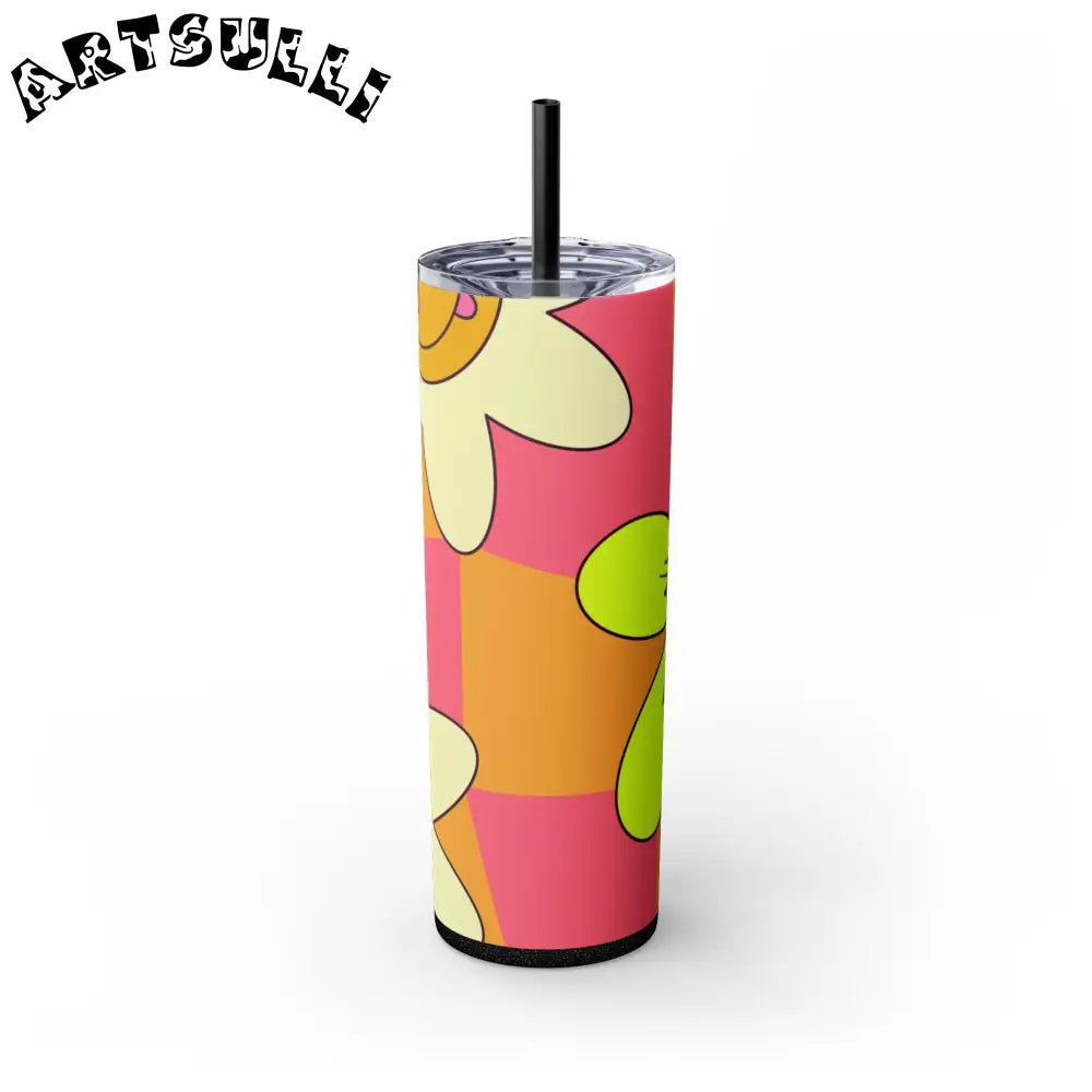 JAKKOUTTHEBXX Trippy Sour Face Rave Skinny Tumbler with Straw 20oz