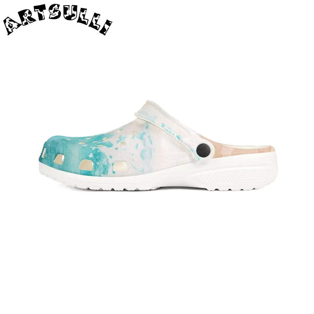 JAKKOUTTHEBXX Teal Gradient Polka Dot EVA Foam Clogs JAKKOUTTHEBXX
