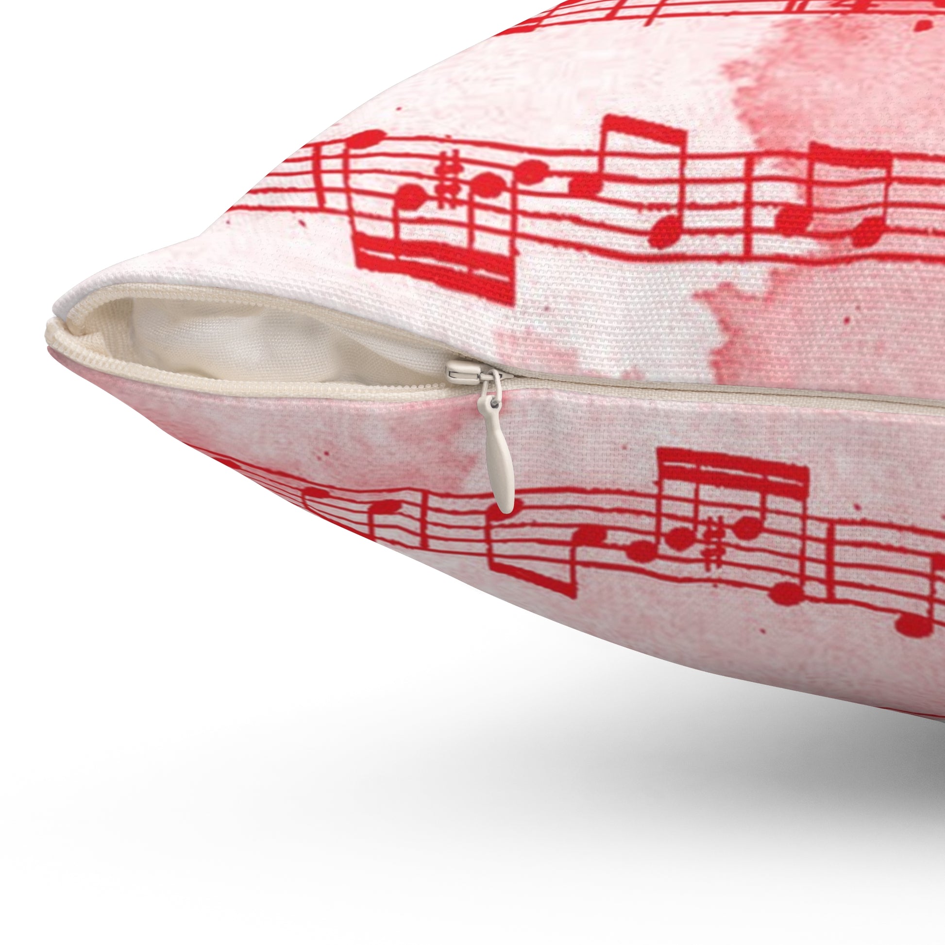 Drip Spill Type Beat Sheet Music II Red Spun Polyester Square Pillow, Artsulli - Art is Long, Life is Short, Home Decor, , , , , , , 
