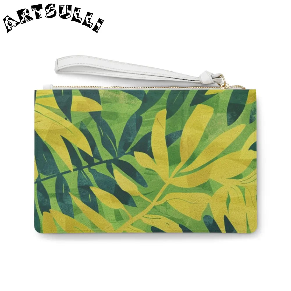JAKKOUTTHEBXX Tropical Leaf Art Printed Clutch Bag JAKKOUTTHEBXX