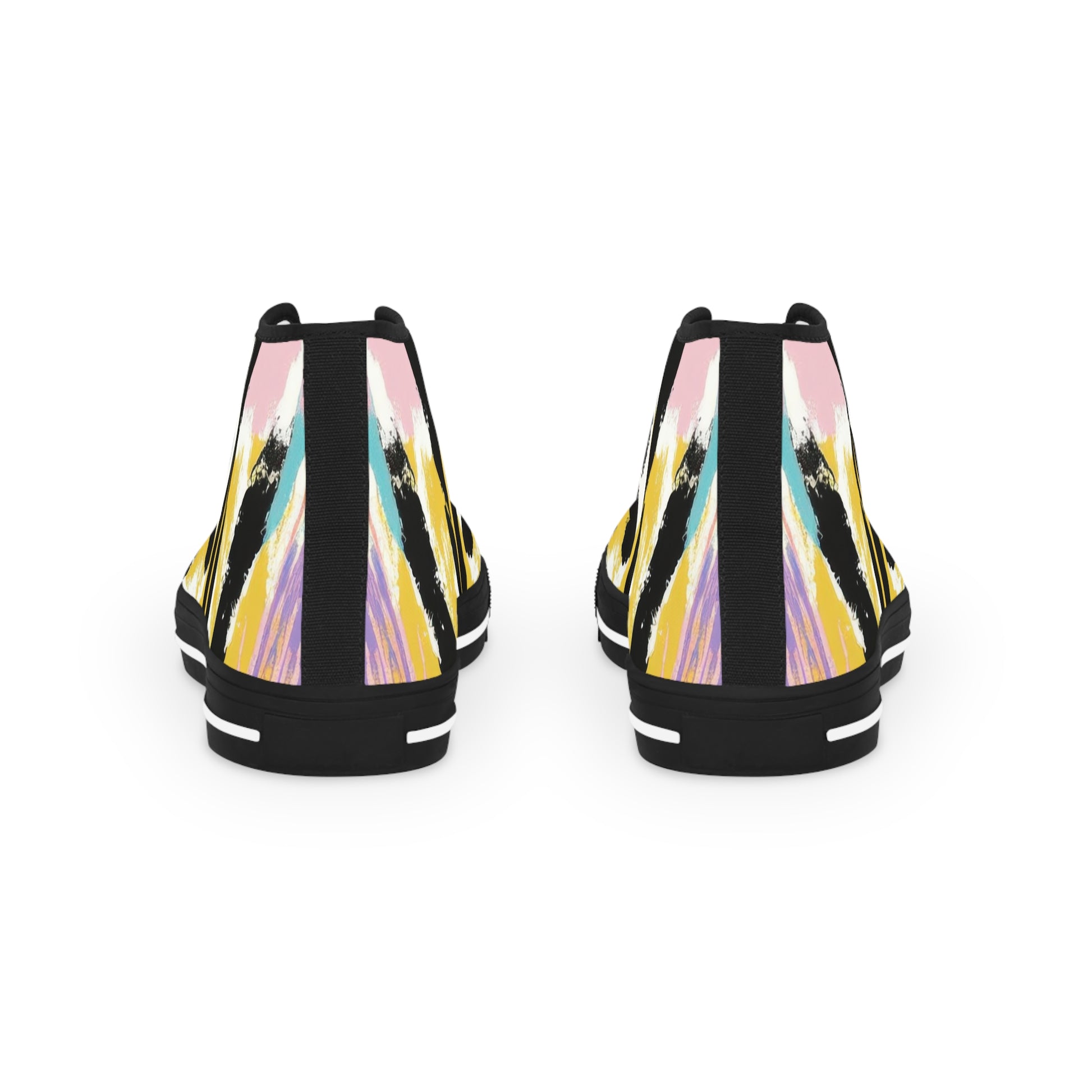Wild Zebra Stripes x Paint Brush Strokes Multi-Color Men's High Top Sneakers, Artsulli - Art is Long, Life is Short, Shoes, , , , , , , 