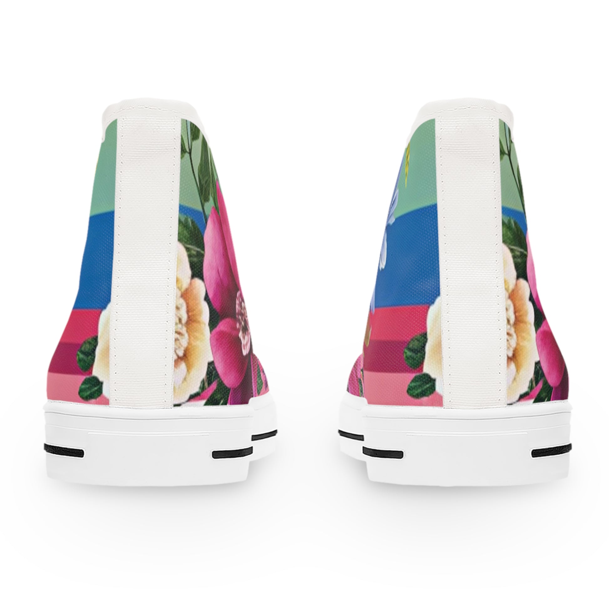 Floral Stripe 4K Women's High Top Sneakers, Artsulli - Art is Long, Life is Short, Shoes, , , , , , , 