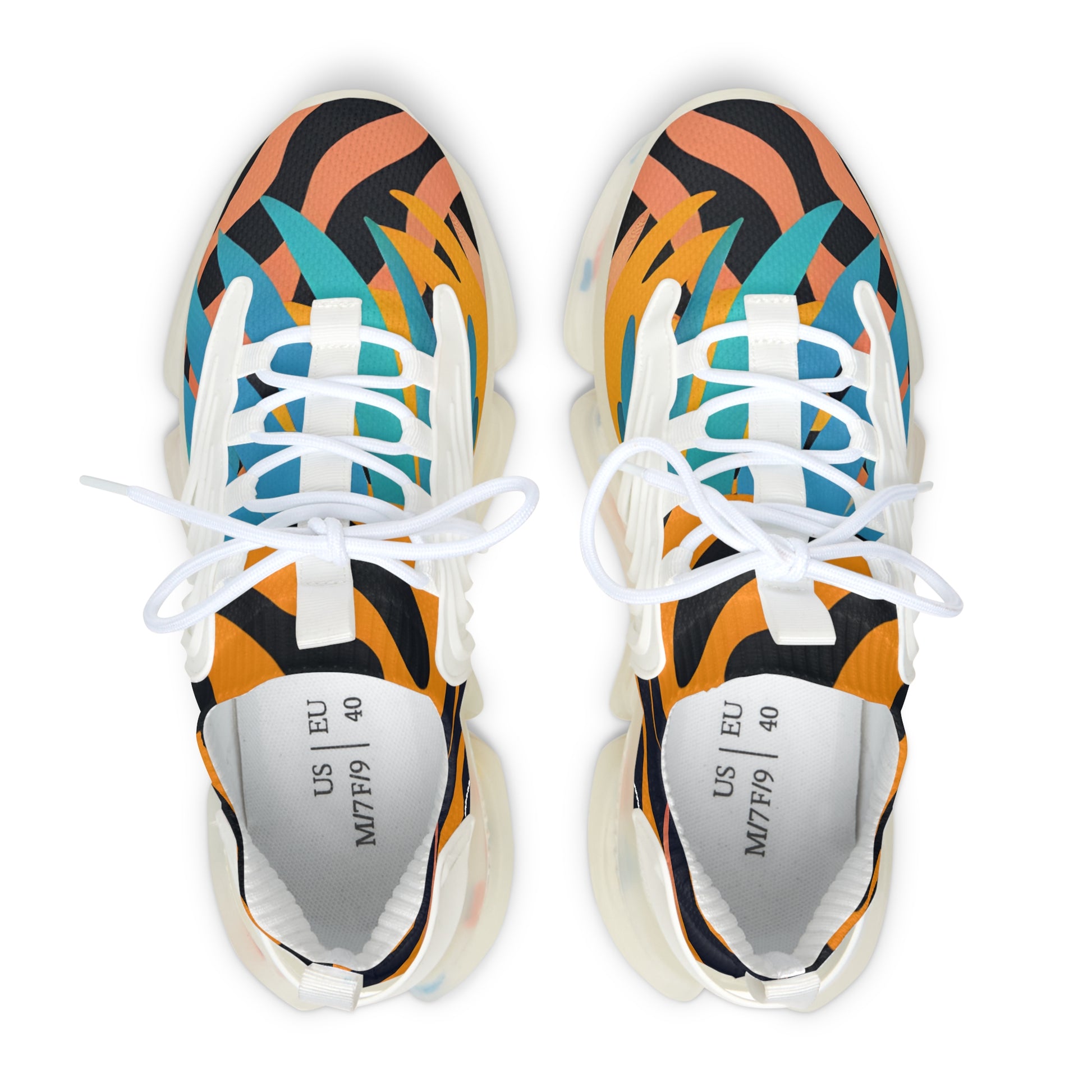 Palm Leaves x Zebra Stripes II Multi-Color Women's Mesh Sneakers, Artsulli - Art is Long, Life is Short, Shoes, , , , , , , 