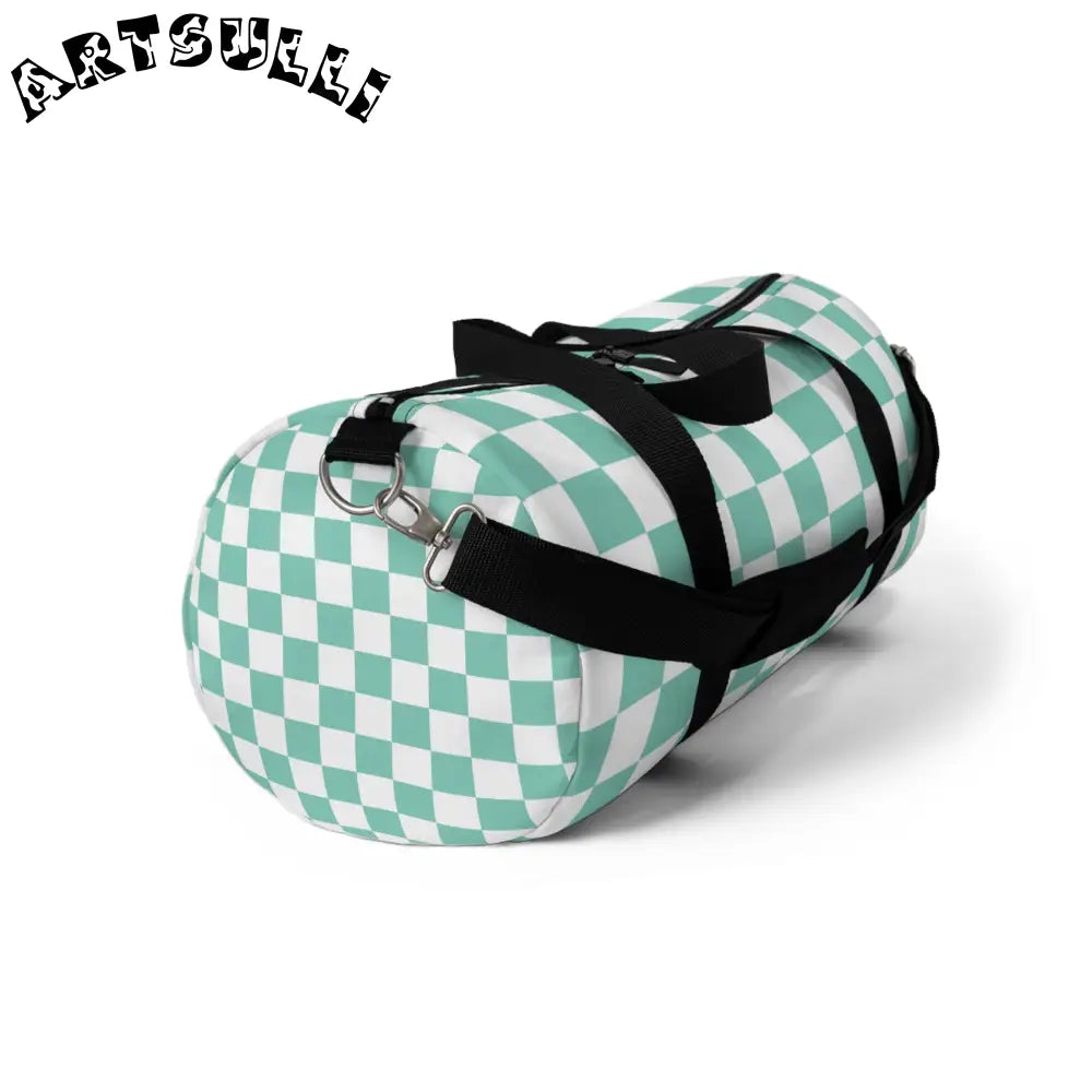 JAKKOUTTHEBXX Checkerboard Light Green Duffel Bag JAKKOUTTHEBXX