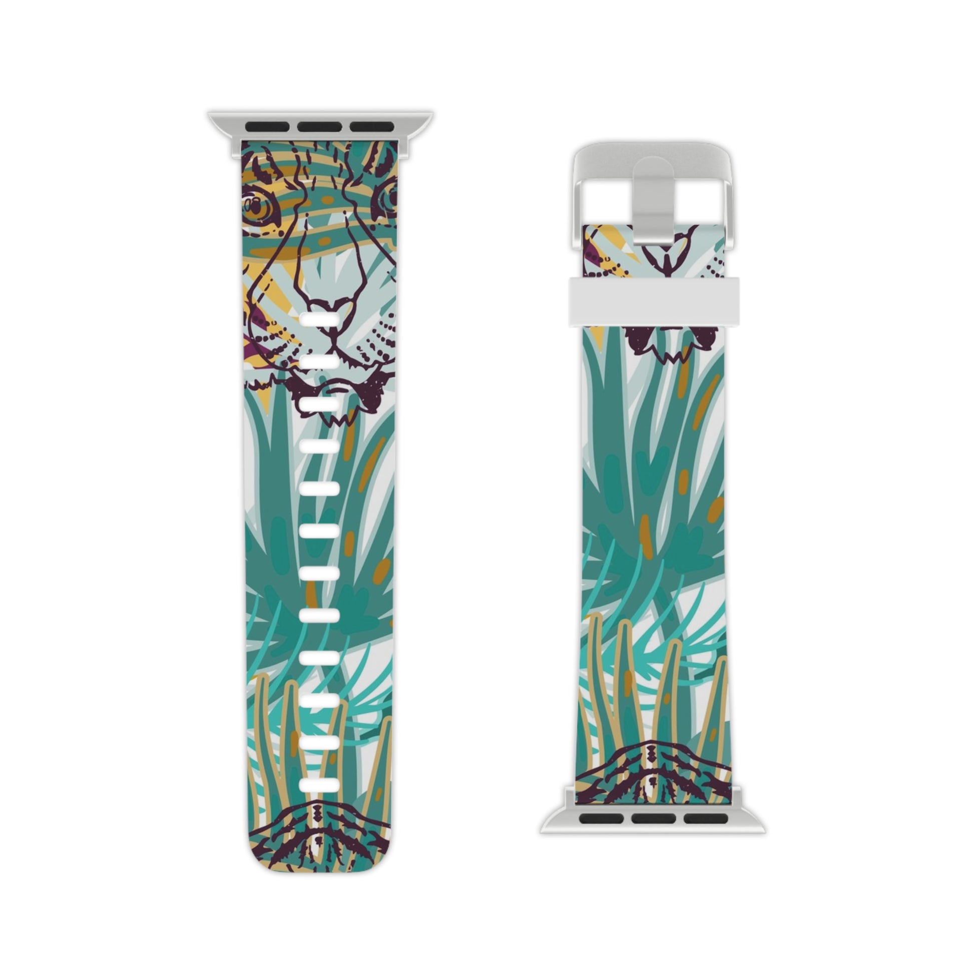 Tropical Jungle Tigers Brown and Green Watch Band for Apple Watch, Artsulli - Art is Long, Life is Short, Accessories, , , , , , , 