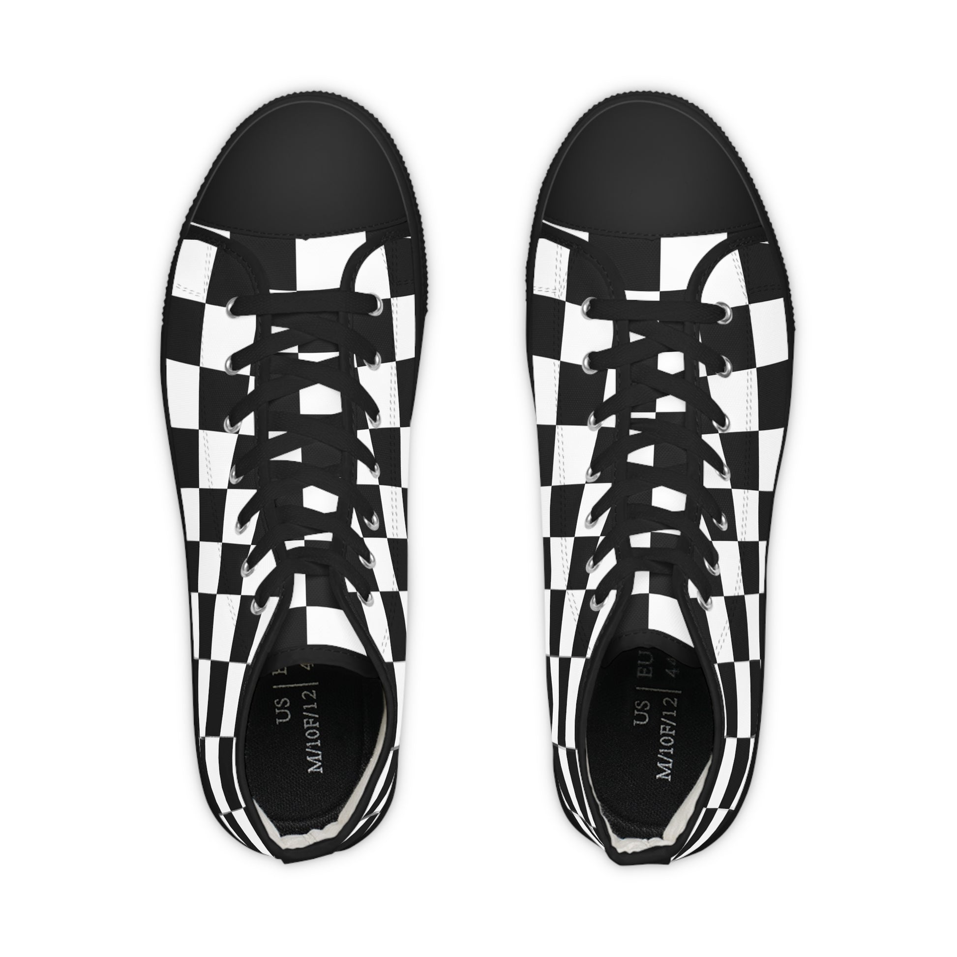 Checkerboard Black and White Men's High Top Sneakers, Artsulli - Art is Long, Life is Short, Shoes, , , , , , , 