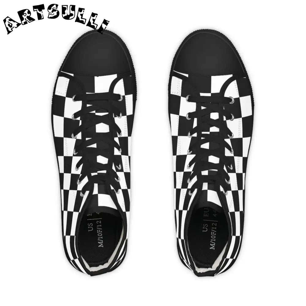 JAKKOUTTHEBXX Checkerboard Black and White Men’s High Top Sneakers