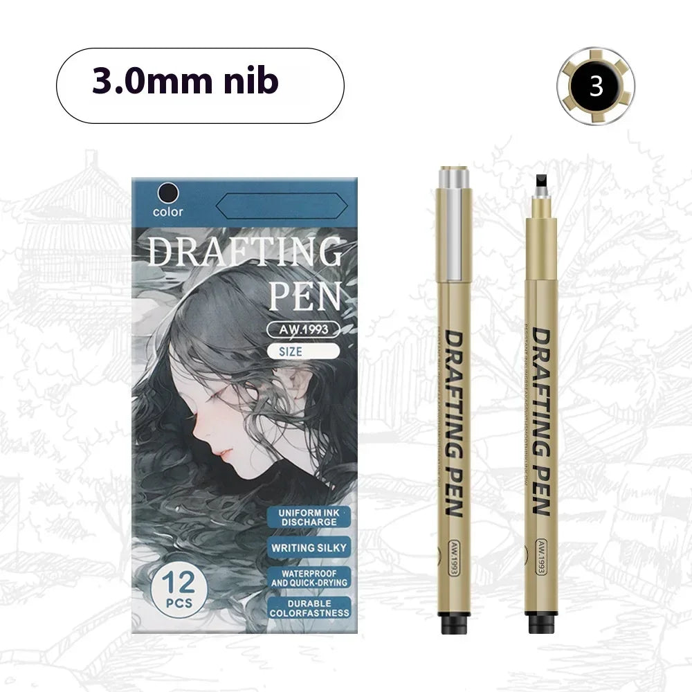 Buy The Best By Artsulli - Art is Long Life Short - 1/6/9/12 Pcs Manga Black Fineliner Marlers Various Pen Nibs For Sketch Architectural