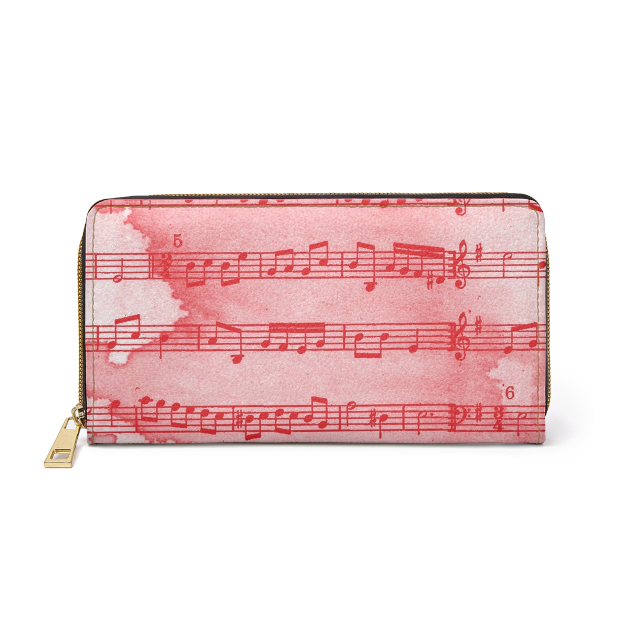 Drip Spill Type Beat Sheet Music Red Zipper Wallet, Artsulli - Art is Long, Life is Short, Accessories, Size, One size, Color, White, , , 31110697859639568201