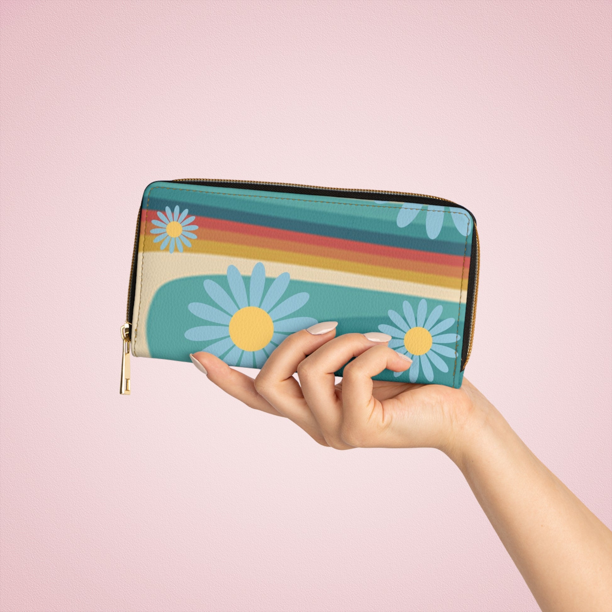 Psychedelic Floral Hills Multi-Color Zipper Wallet, Artsulli - Art is Long, Life is Short, Accessories, , , , , , , 