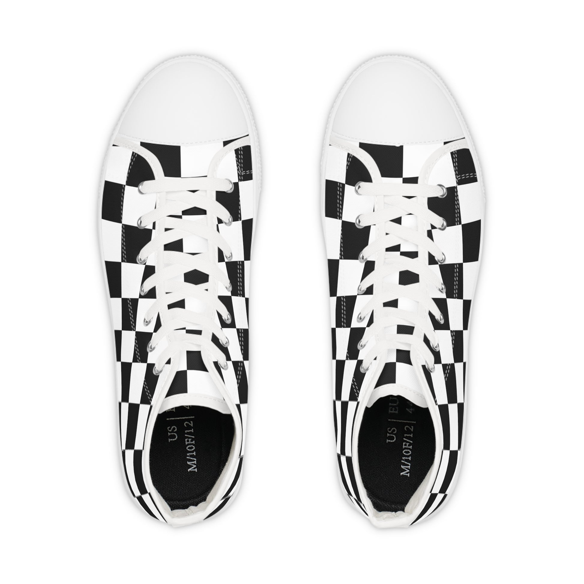 Checkerboard Black and White Men's High Top Sneakers, Artsulli - Art is Long, Life is Short, Shoes, , , , , , , 