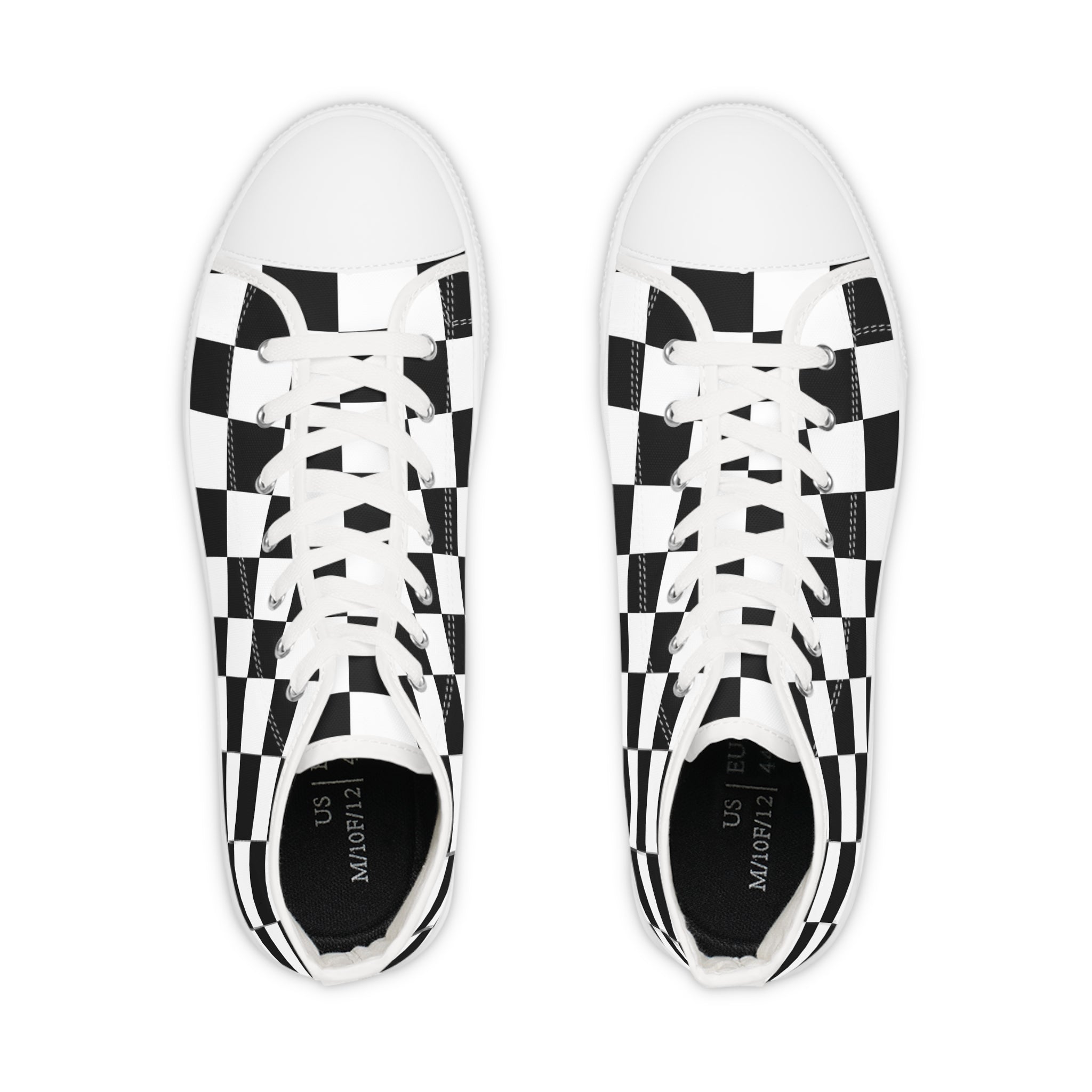 Checkerboard Black and White Men's High Top Sneakers, Artsulli - Art is Long, Life is Short, Shoes, , , , , , , 
