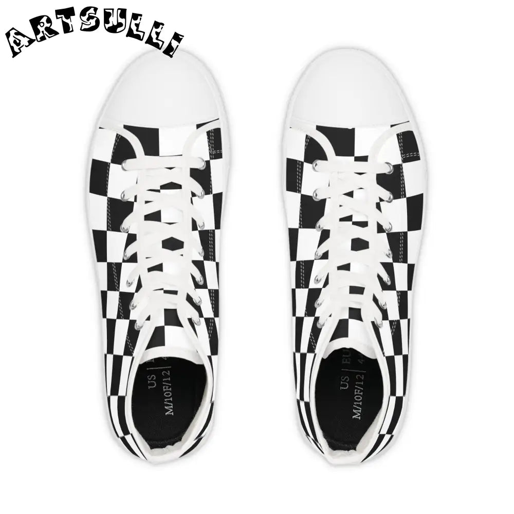 JAKKOUTTHEBXX Checkerboard Black and White Men’s High Top Sneakers