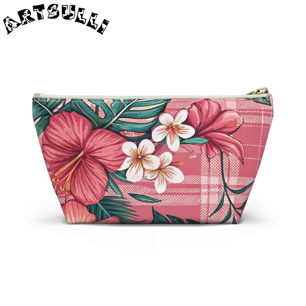 JAKKOUTTHEBXX Plaid x Floral Burgundy and Green Accessory Pouch w