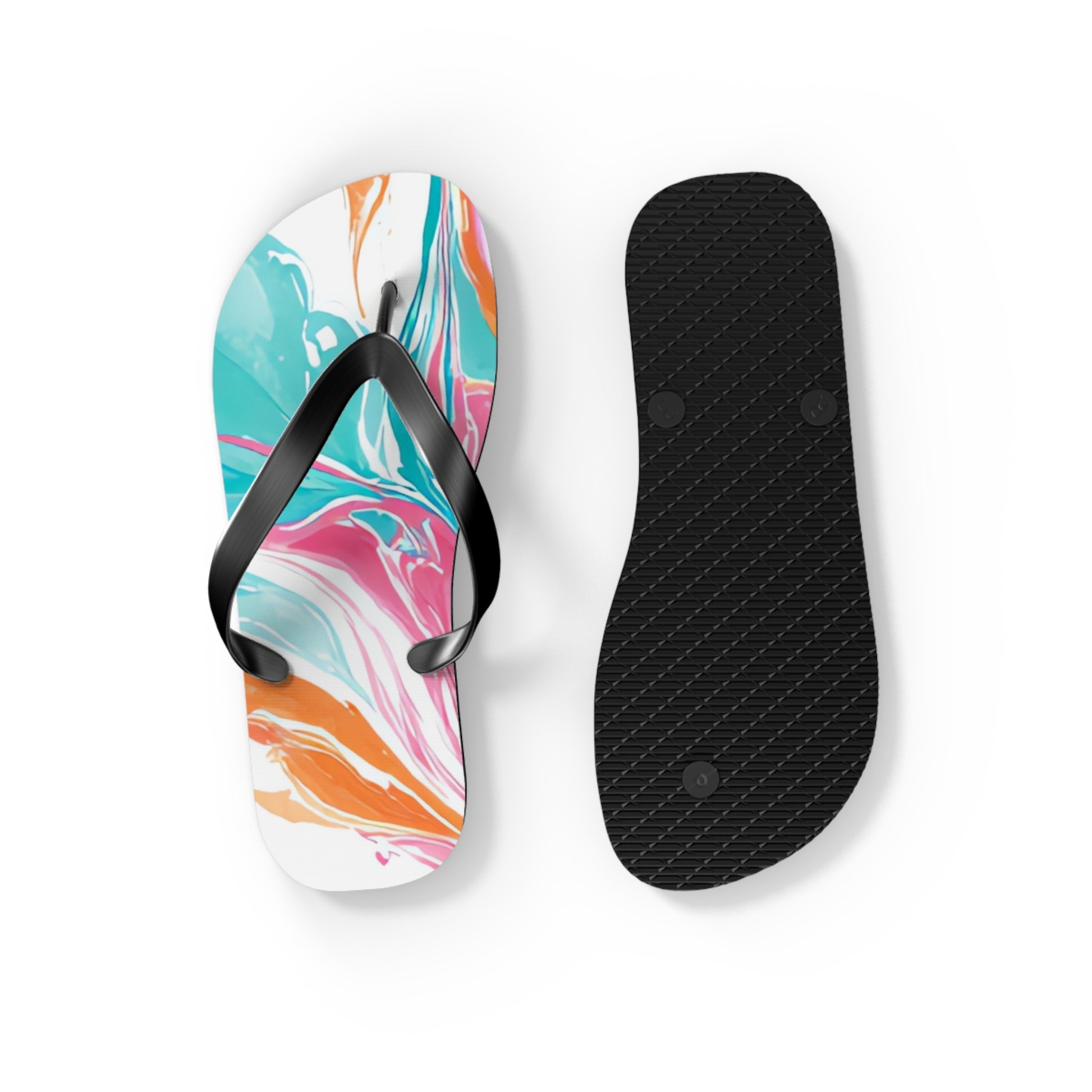 Liquid Pastel Spill Multi-Color Flip Flops, Artsulli - Art is Long, Life is Short, Shoes, , , , , , , 