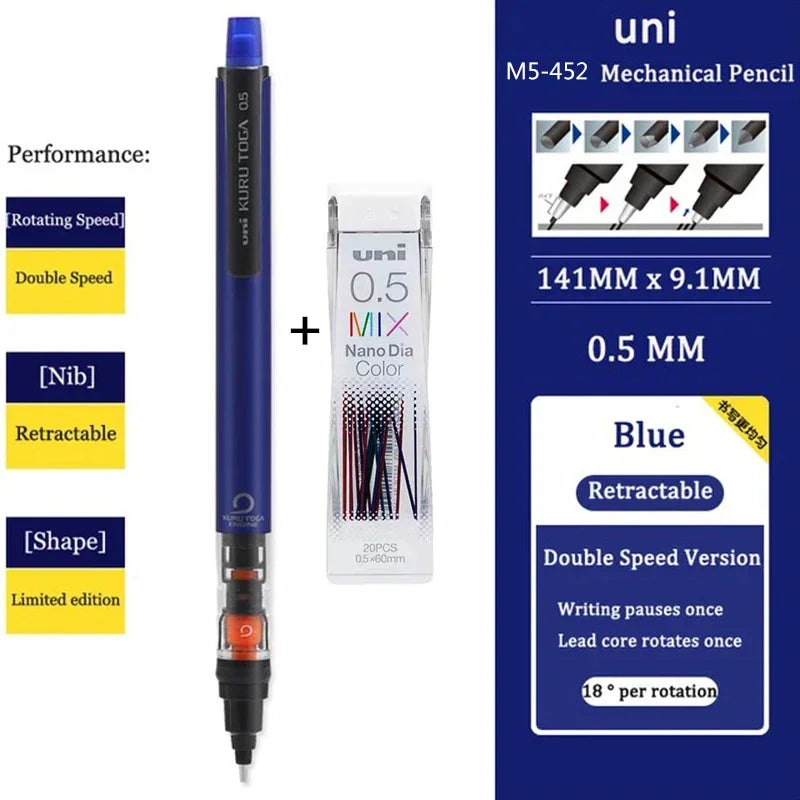 Buy The Best By Artsulli - Art is Long Life Short - Japan UNI Mechanical Pencil KURUTOGA 0.5mm Non Breakable Lead Drawing Activity M5-452