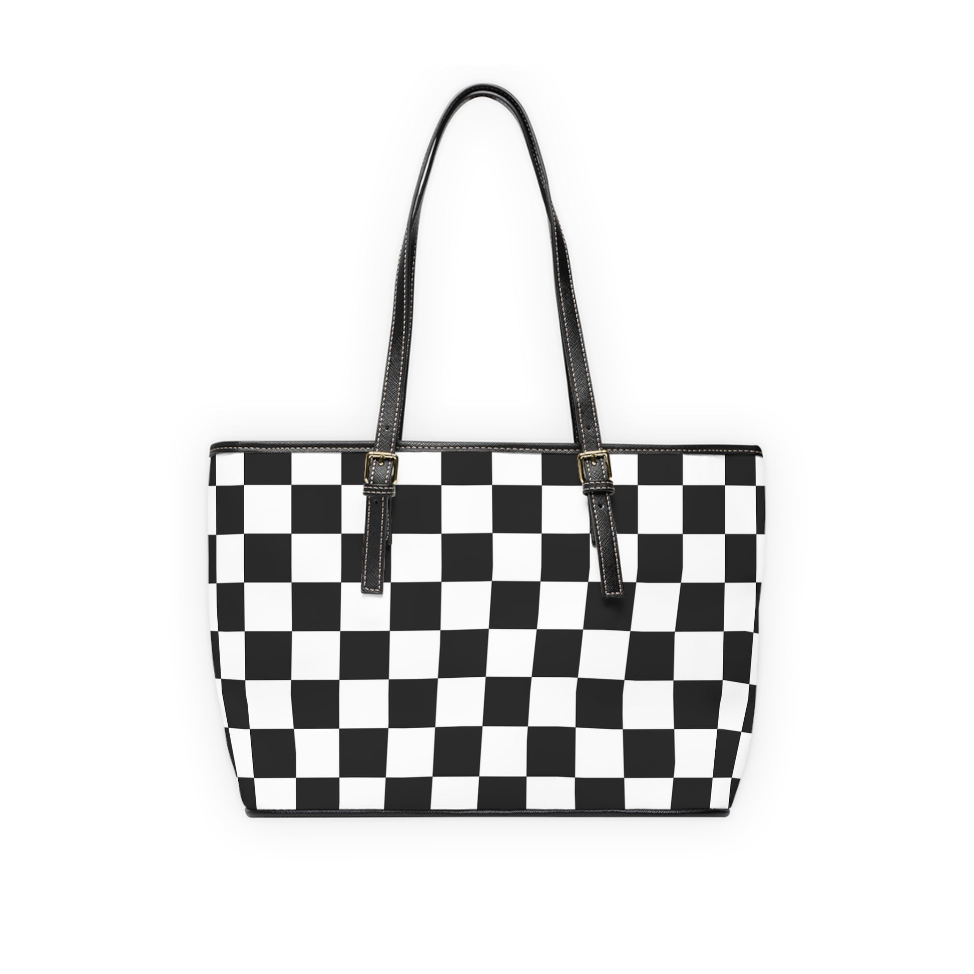 Checkerboard White and Black PU Leather Shoulder Bag, Artsulli - Art is Long, Life is Short, Bags, , , , , , , 