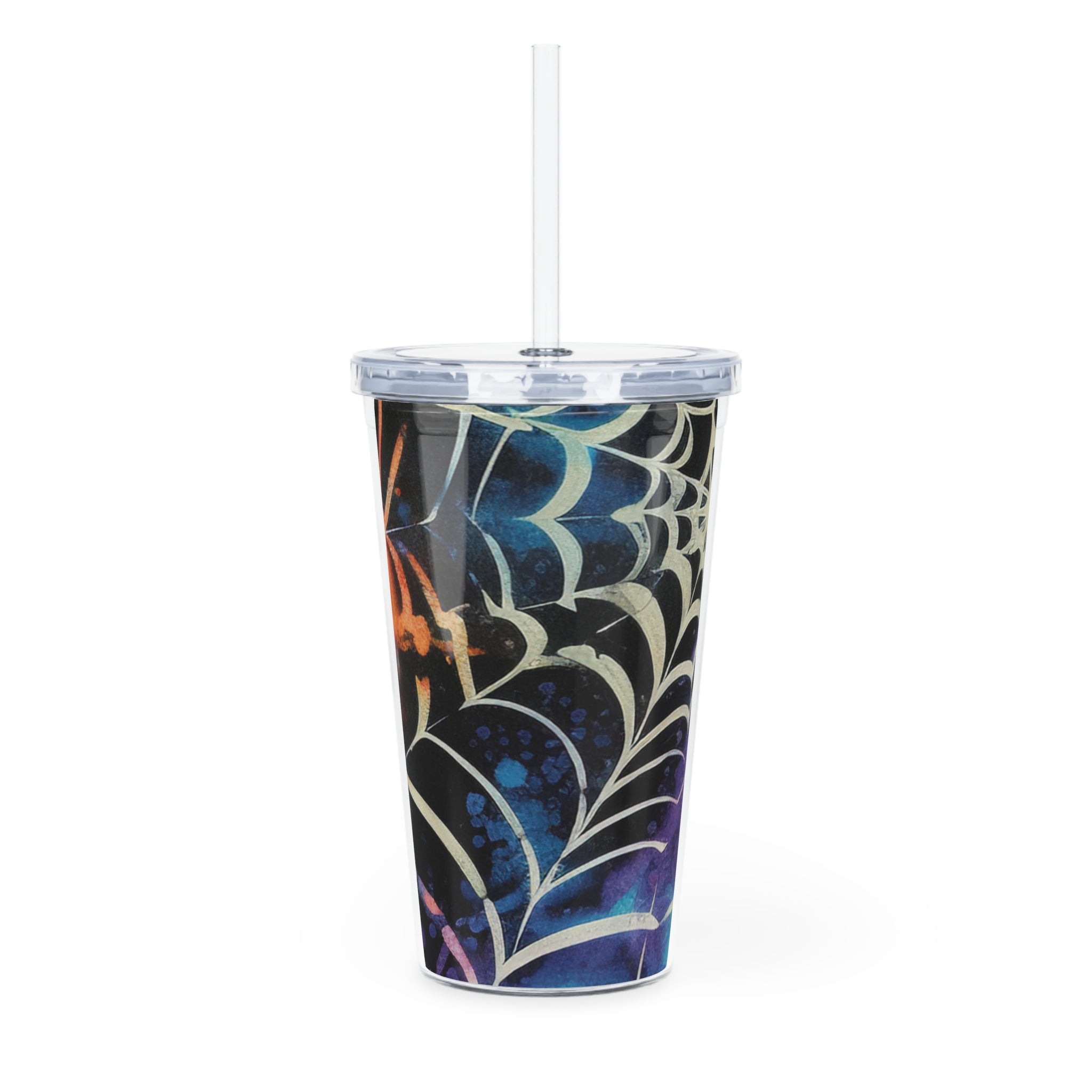 Spider Web Tie Dye Plastic Tumbler with Straw, Artsulli - Art is Long, Life is Short, Mug, , , , , , , 