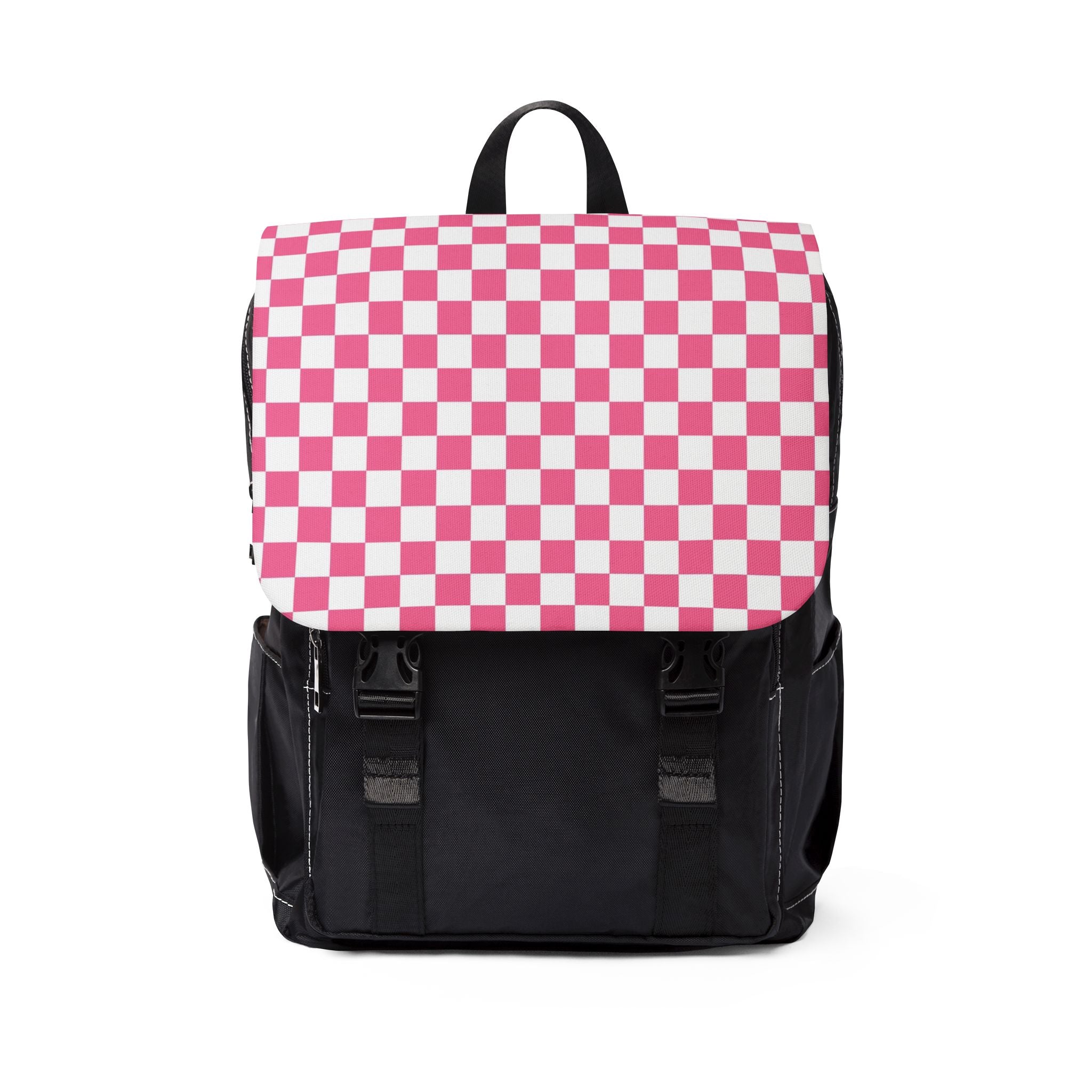 Yuyushiki Pink Check Unisex Casual Shoulder Backpack, Artsulli - Art is Long, Life is Short, Bags, Size, One size, , , , , 84825897658374075957