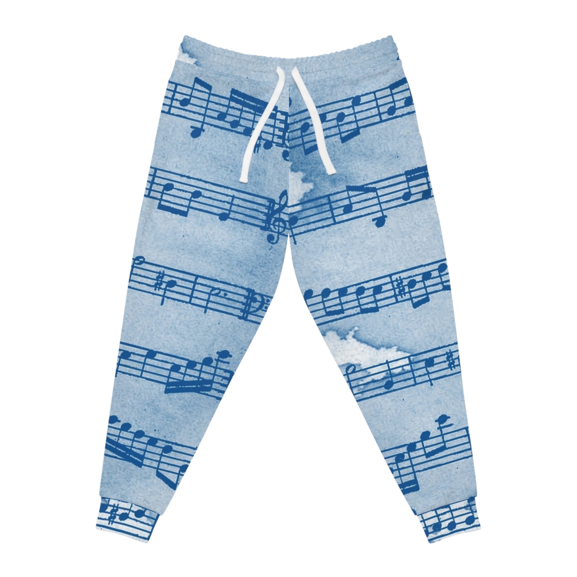 Drip Spill Type Beat Sheet Music Blue Athletic Joggers (AOP), Artsulli - Art is Long, Life is Short, All Over Prints, Size, S, Color, Seam thread color automatically matched to design, , , 11352619221376423073