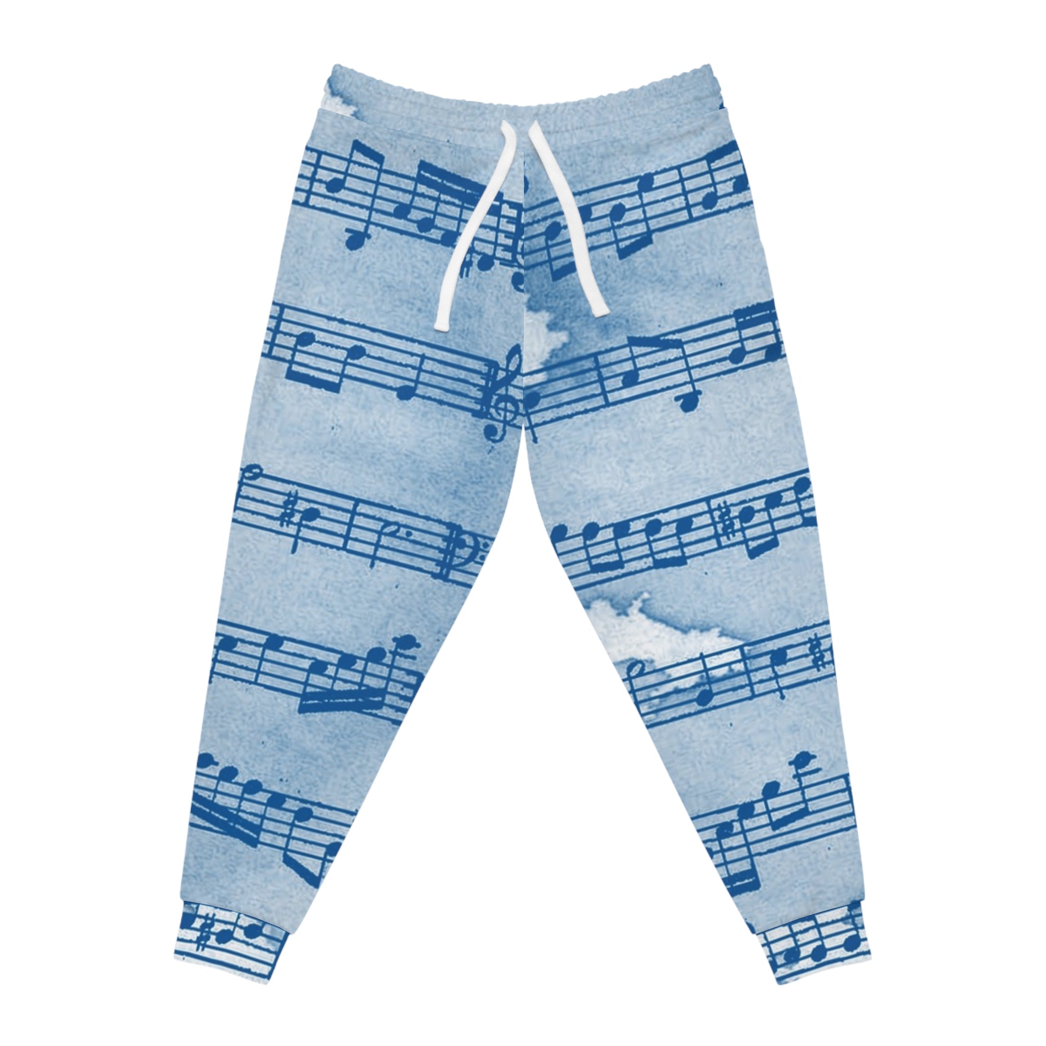 Drip Spill Type Beat Sheet Music Blue Athletic Joggers (AOP), Artsulli - Art is Long, Life is Short, All Over Prints, Size, S, Color, Seam thread color automatically matched to design, , , 11352619221376423073
