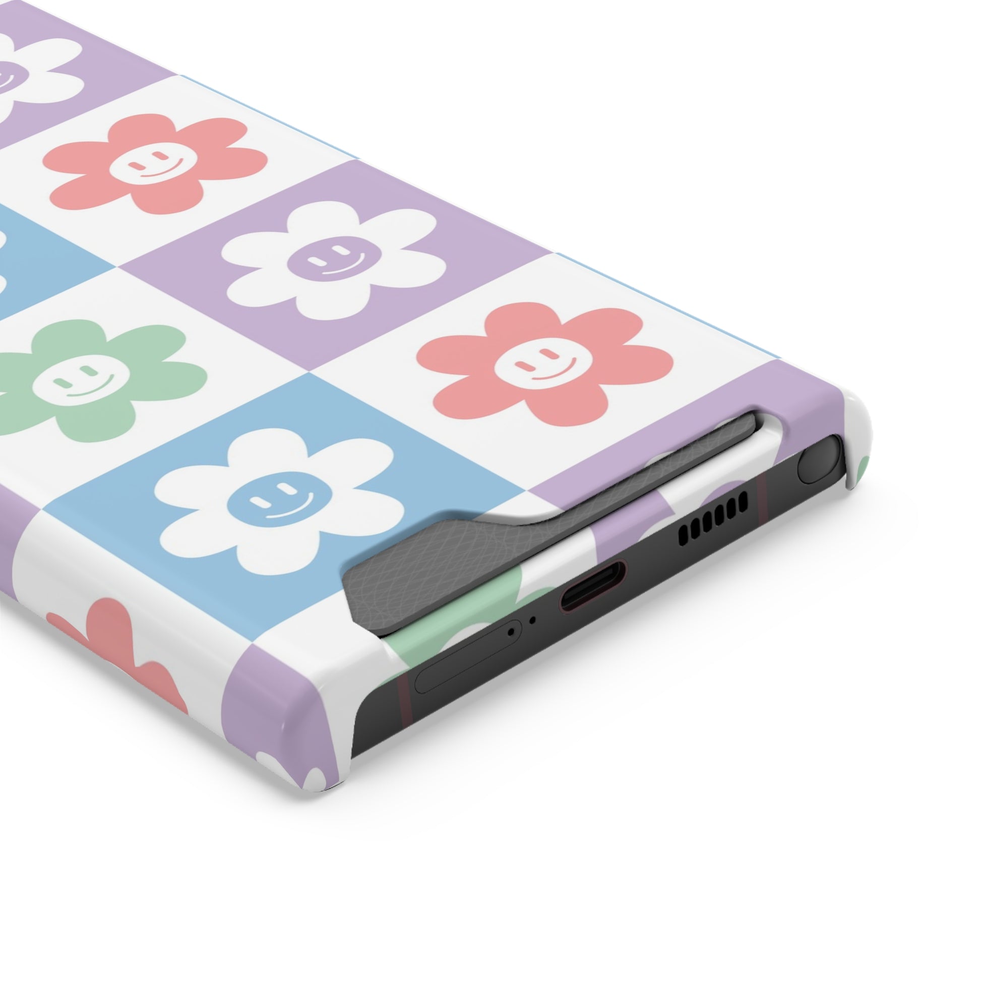 Chessboard x Smiley Face Flowers Multi-Color Phone Case With Card Holder, Artsulli - Art is Long, Life is Short, Phone Case, , , , , , , 