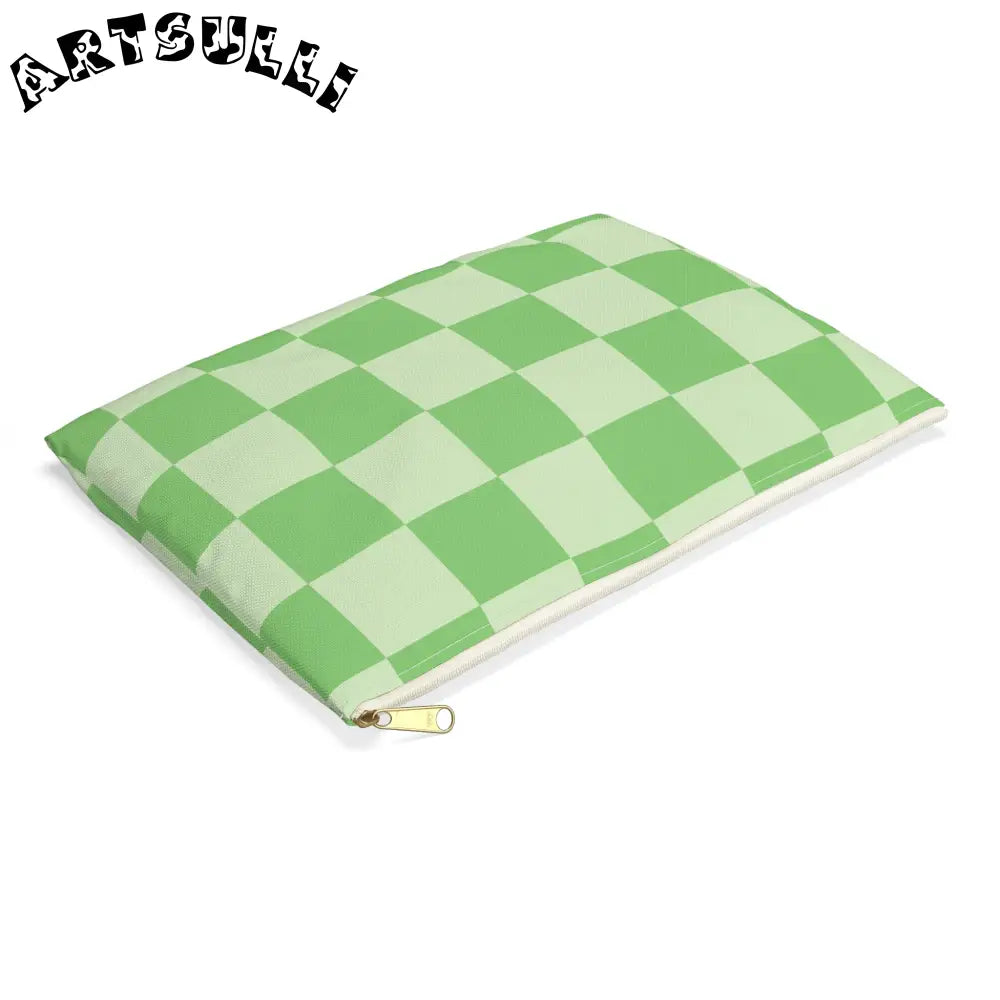 JAKKOUTTHEBXX Checkerboard Green Accessory Pouch JAKKOUTTHEBXX