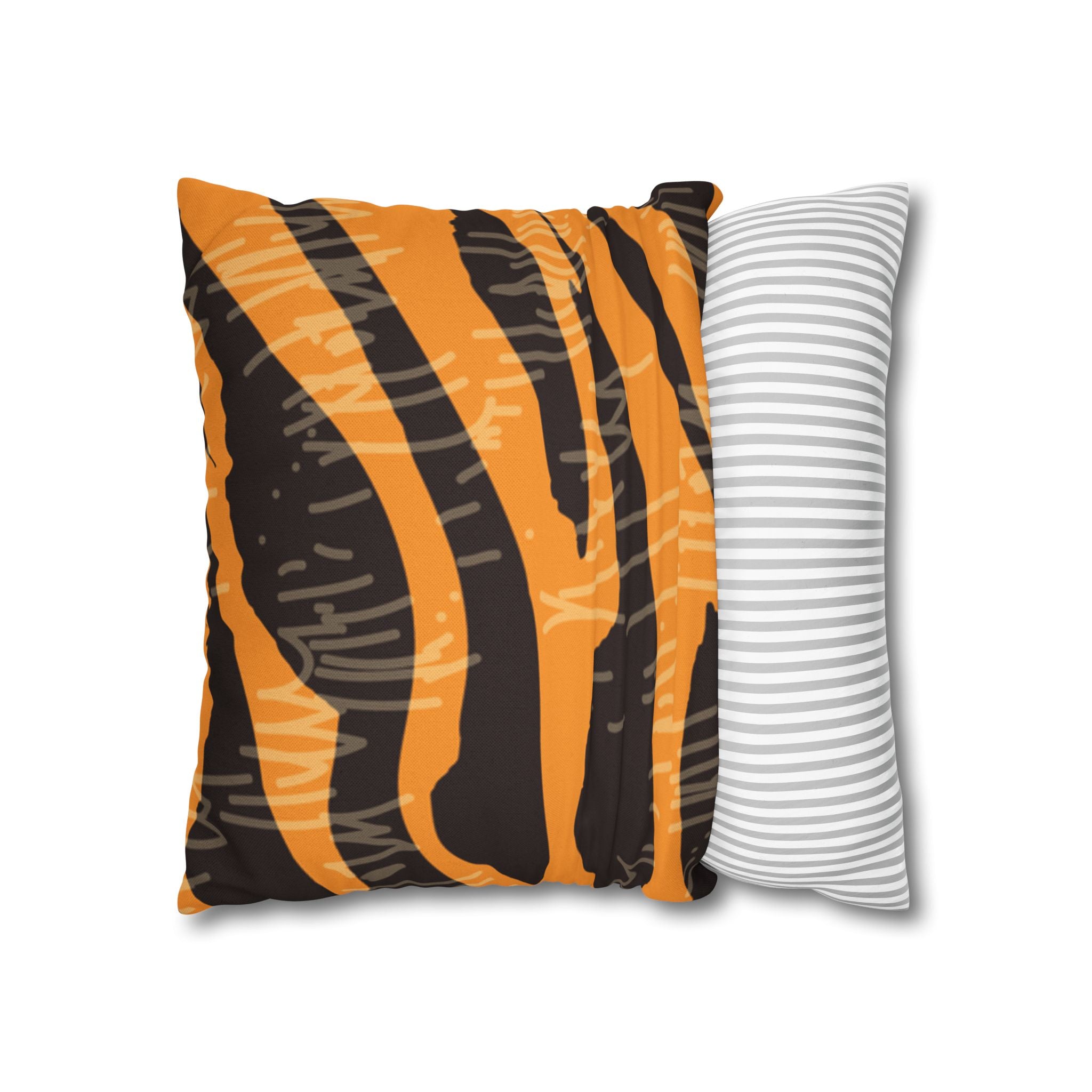 Tiger Scratches Orange & Black Spun Polyester Square Pillowcase, Artsulli - Art is Long, Life is Short, Home Decor, , , , , , , 