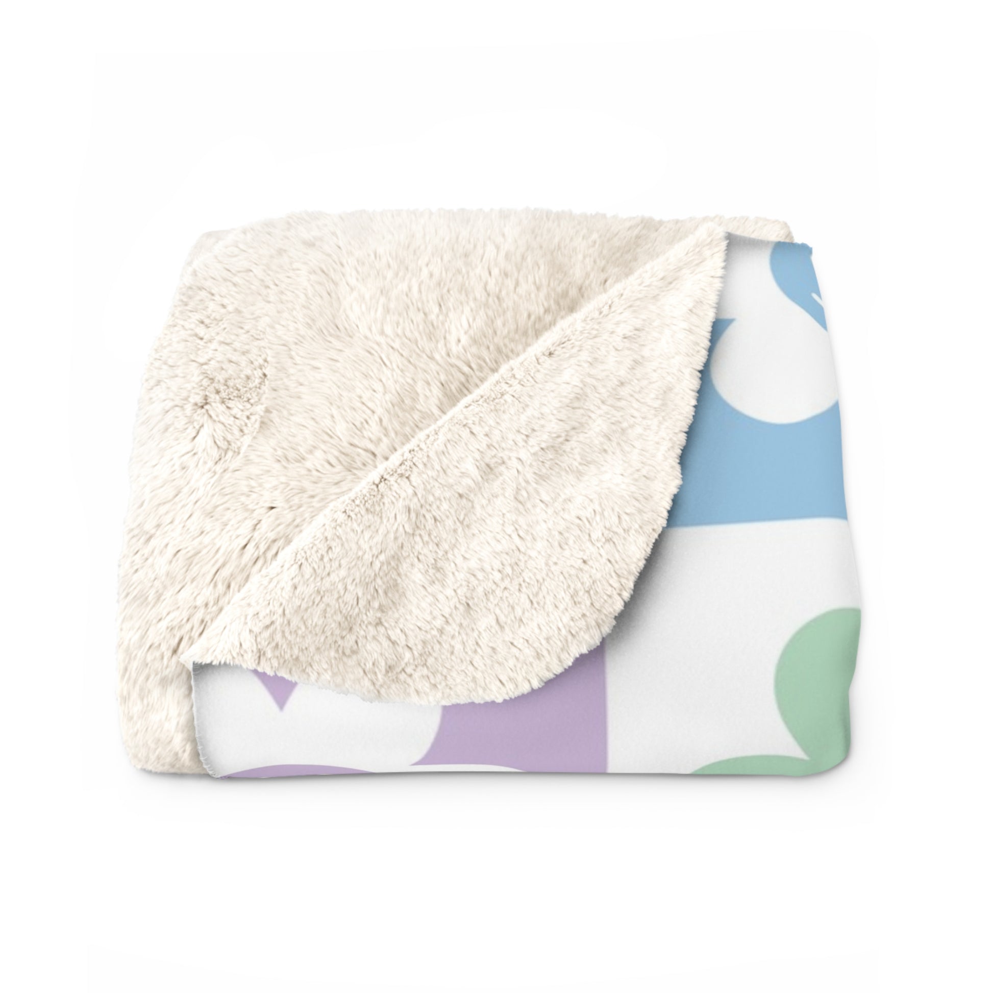 Chessboard x Smiley Face Flowers Multi-Color Sherpa Fleece Blanket, Artsulli - Art is Long, Life is Short, Home Decor, , , , , , , 