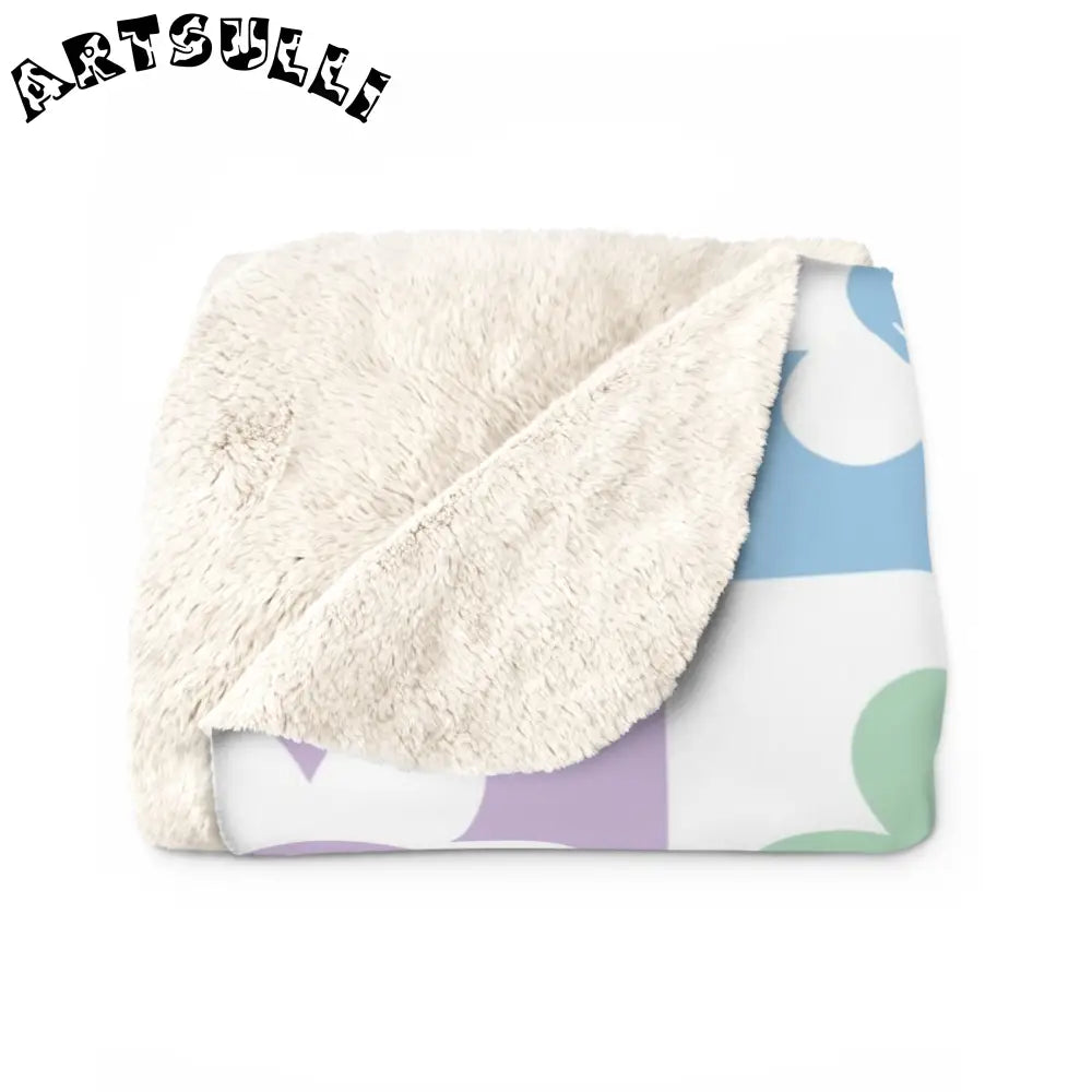 JAKKOUTTHEBXX Smiling Flower Checkerboard Sherpa Fleece Blanket 2025