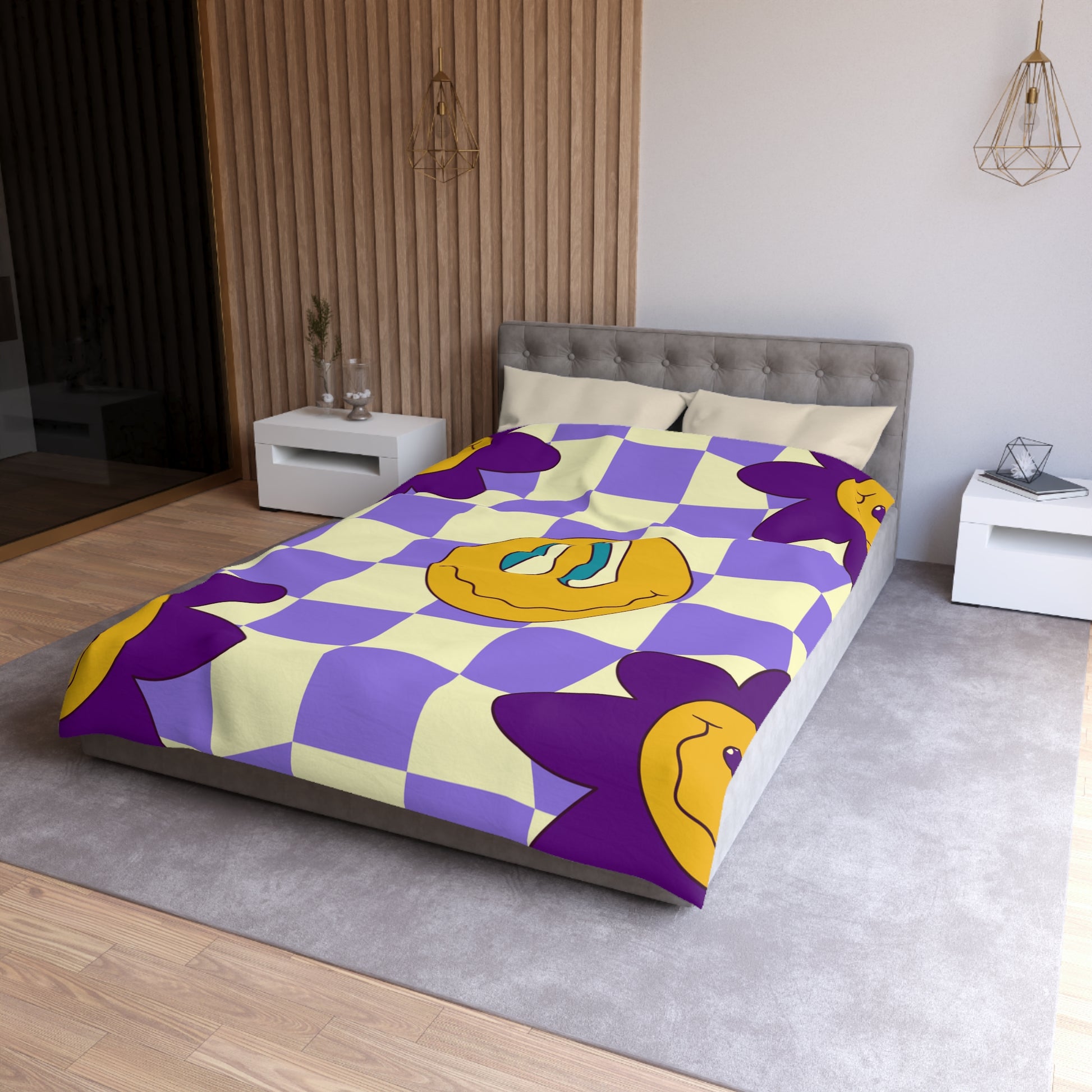 Trippy Flower Power Motifs Microfiber Duvet Cover, Artsulli - Art is Long, Life is Short, Home Decor, , , , , , , 