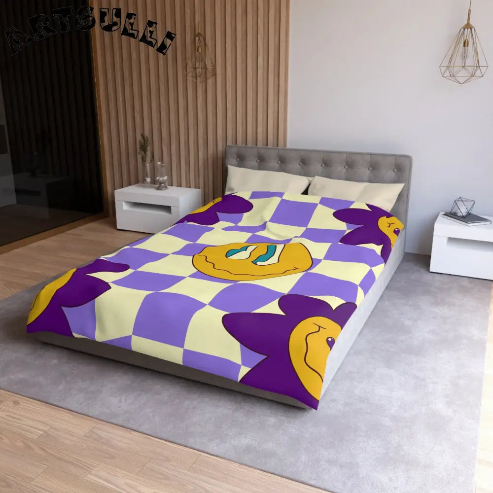 JAKKOUTTHEBXX Trippy Flower Power Motifs Microfiber Duvet Cover