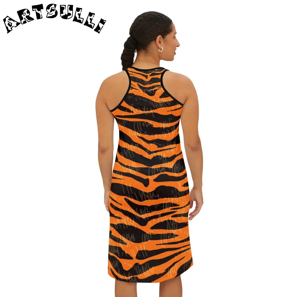 JAKKOUTTHEBXX Tiger Scratches Orange & Black Women’s Racerback Dress